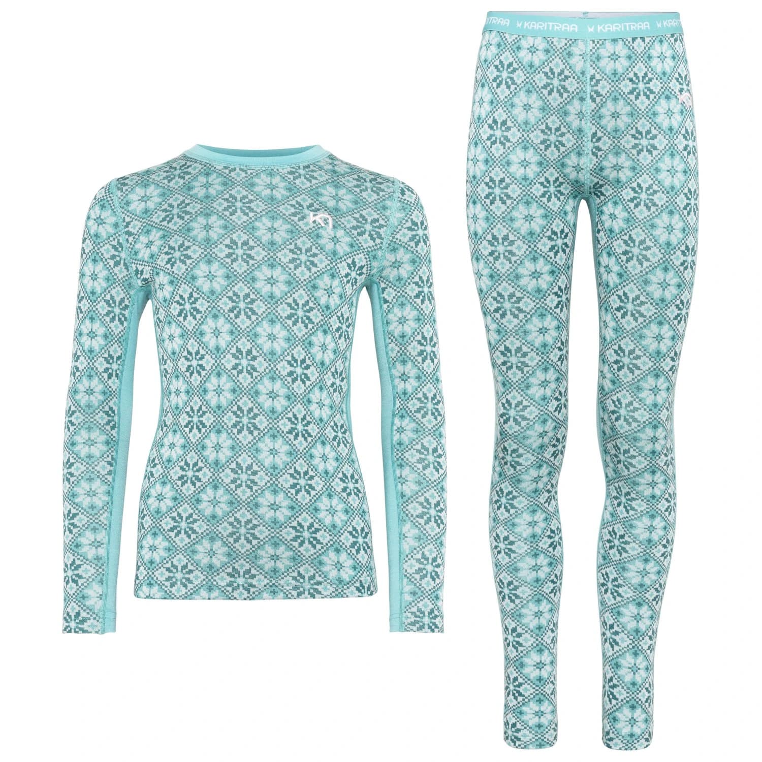 Детско мериносово термобельо Kari Traa Kid's Hennie Set Merino base layer - Blue Lagoon