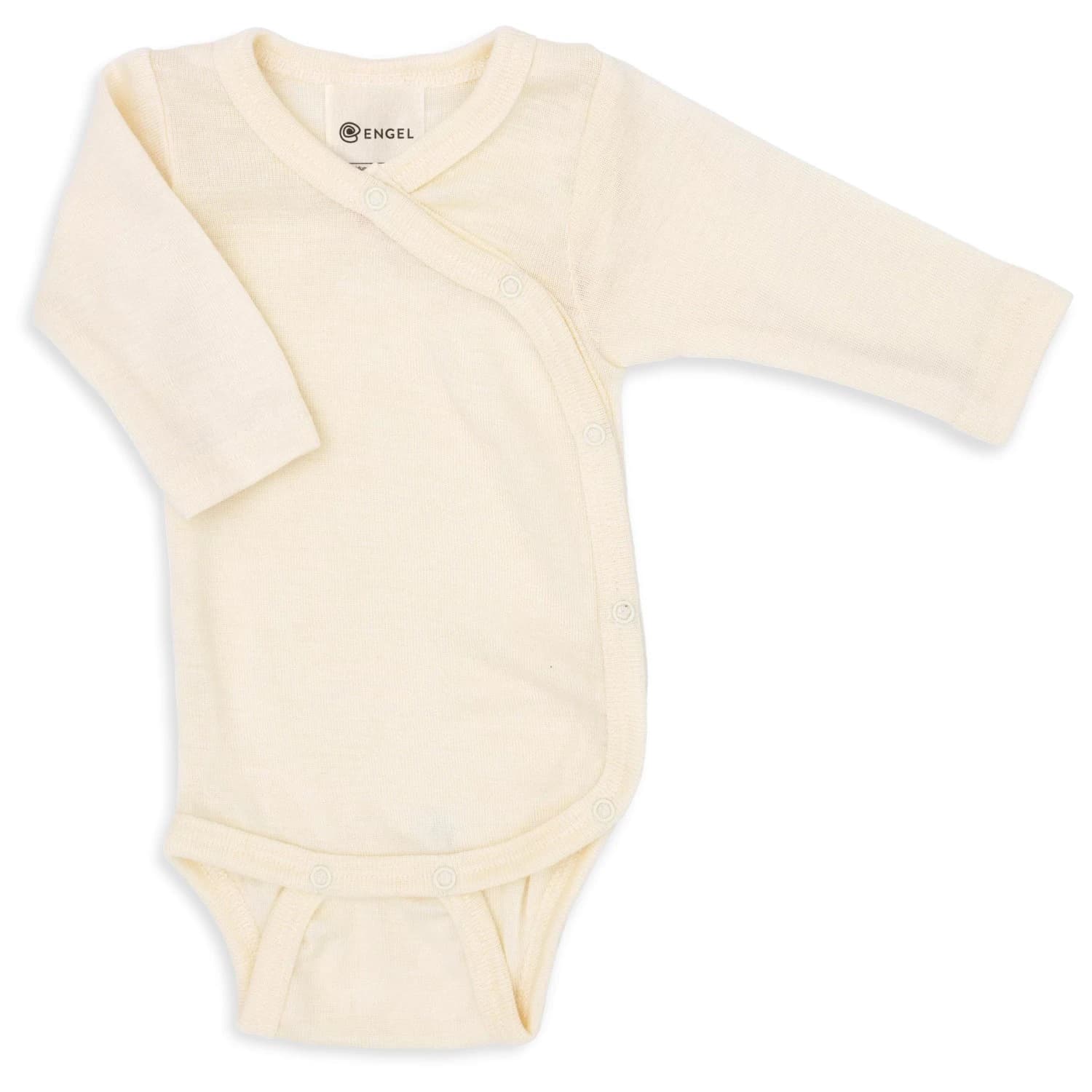 Детско копринено термобельо Engel Kid's Wraparound Bodysuit L/S with Press Studs on the Side Body - Natur
