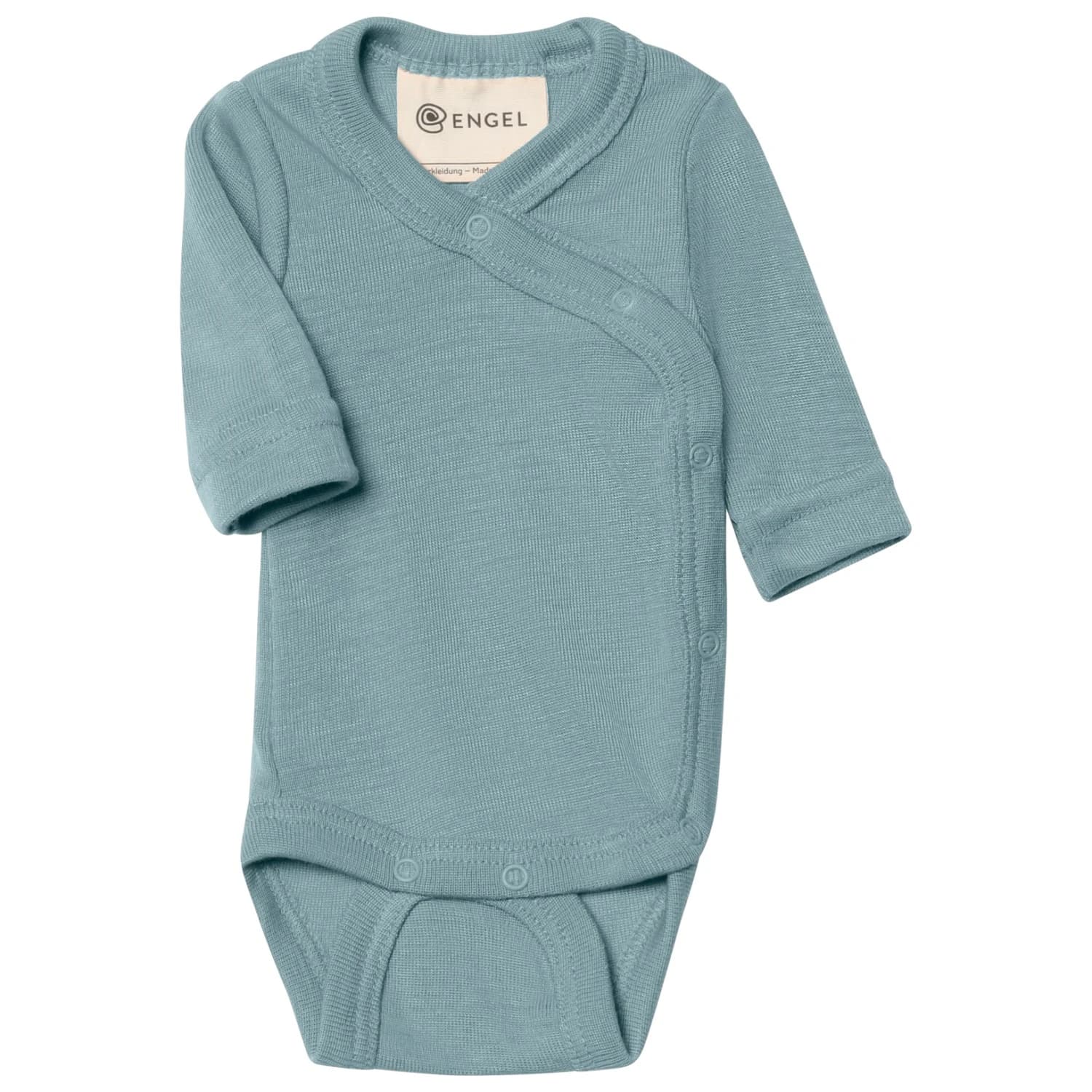 Детско копринено термобельо Engel Kid's Wraparound Bodysuit L/S with Press Studs on the Side Body - Bergblau