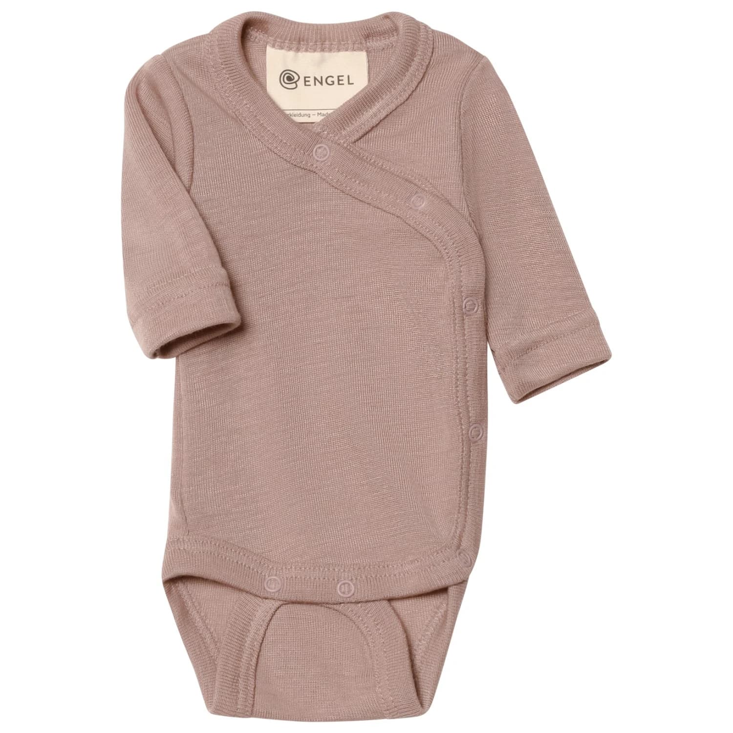Детско копринено термобельо Engel Kid's Wraparound Bodysuit L/S with Press Studs on the Side Body - Dustyrose