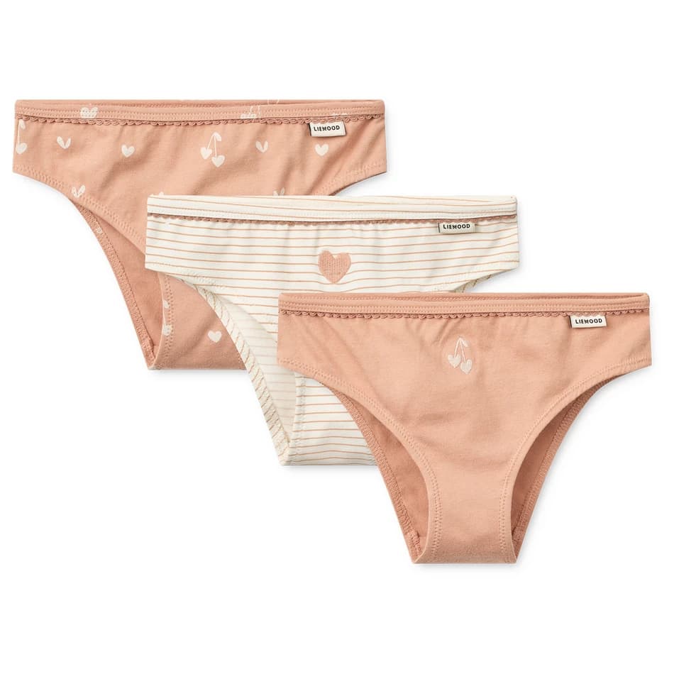 Детско бельо LIEWOOD Kid's Aylin Briefs 3-Pack Briefs - Sweethearts / Pale Tuscany / Stripe / Heart / Mix