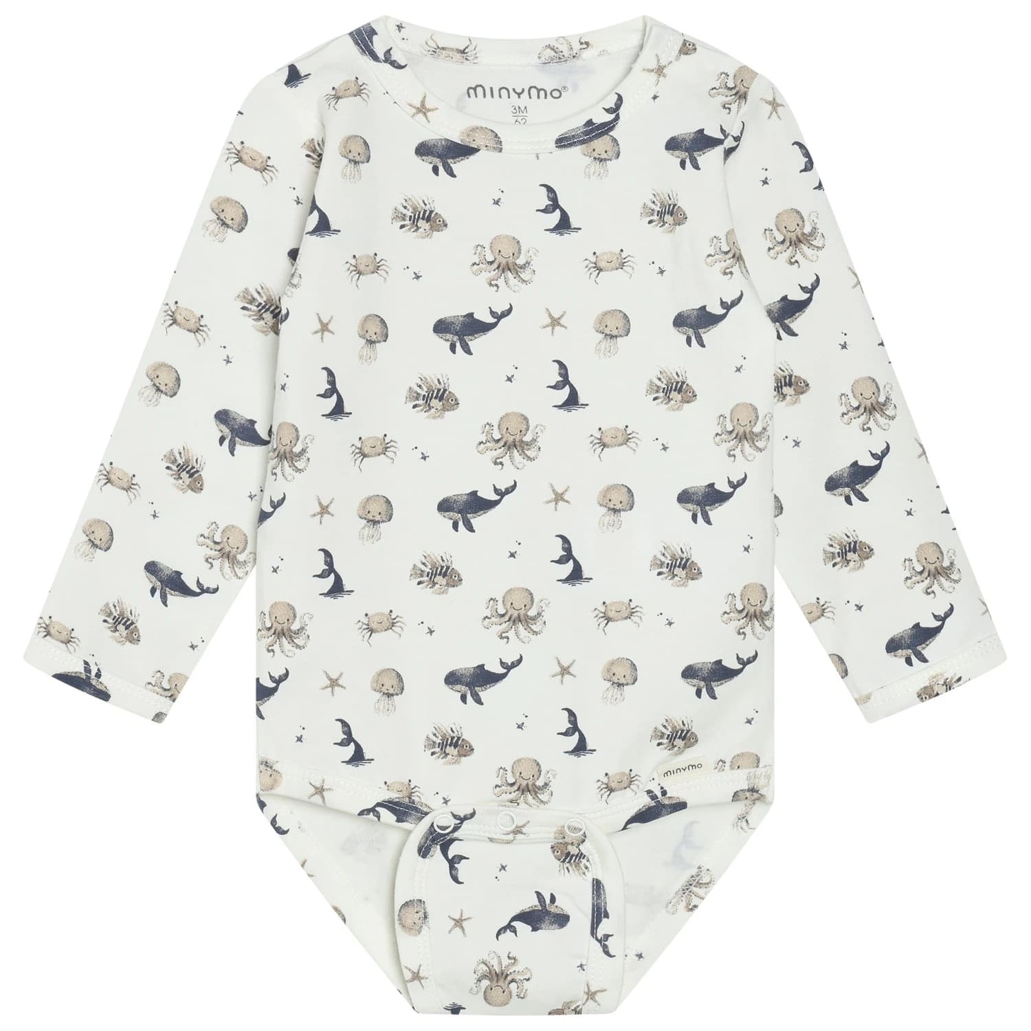 Детско ежедневно термо бельо Minymo Kid's Body L/S AOP Body - White Pepper