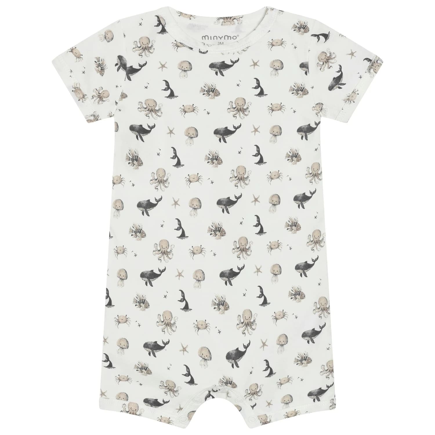 Детско ежедневно термо бельо Minymo Kid's Suit S/S AOP Body - White Pepper