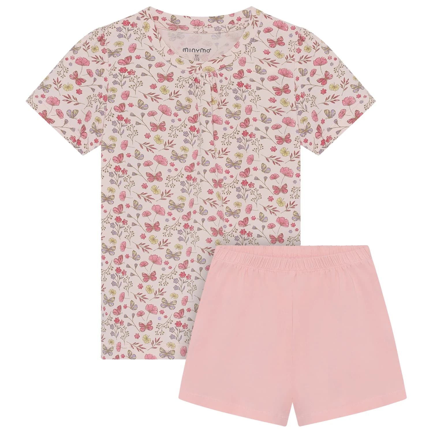Детско ежедневно термо бельо Minymo Kid's T-Shirt+Short Set AOP 124381 Overall - Raindrops On Roses