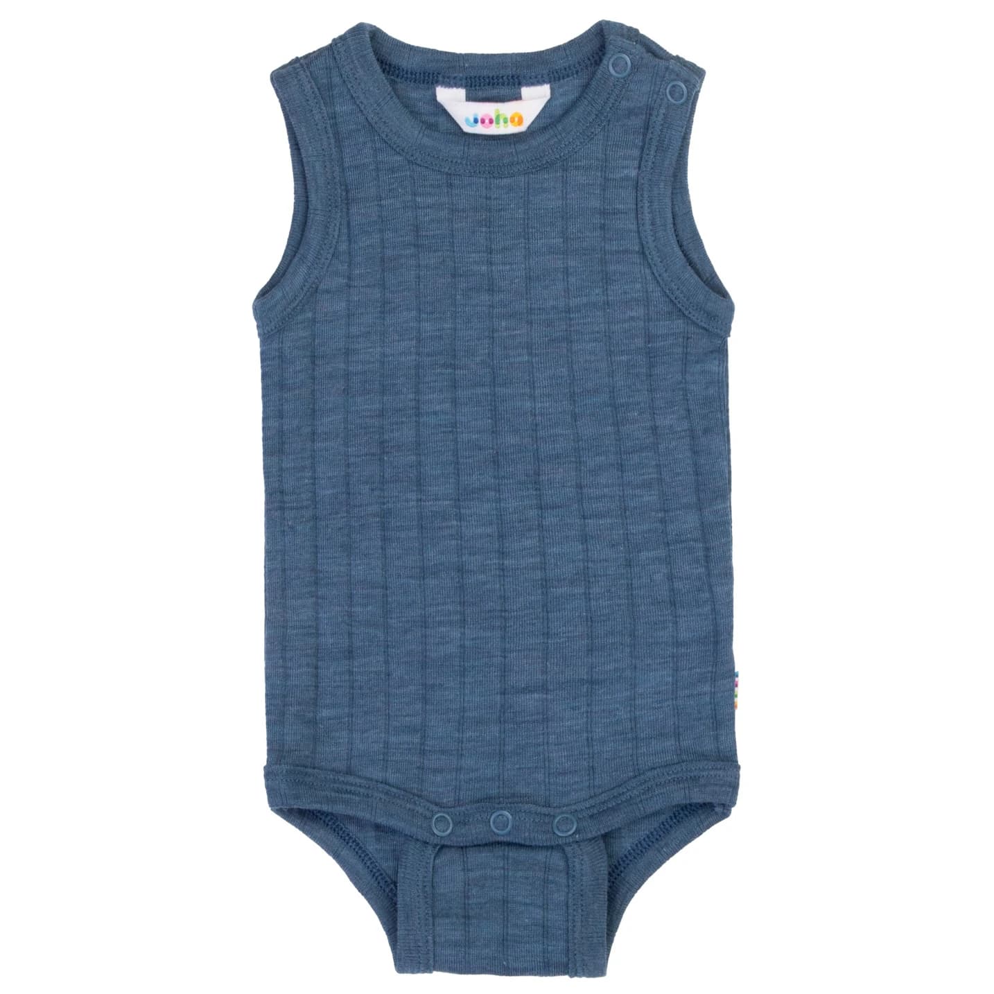 Детско мериносово термобельо Joha Kid's Body Without Sleeves Merino base layer - Blue Melange