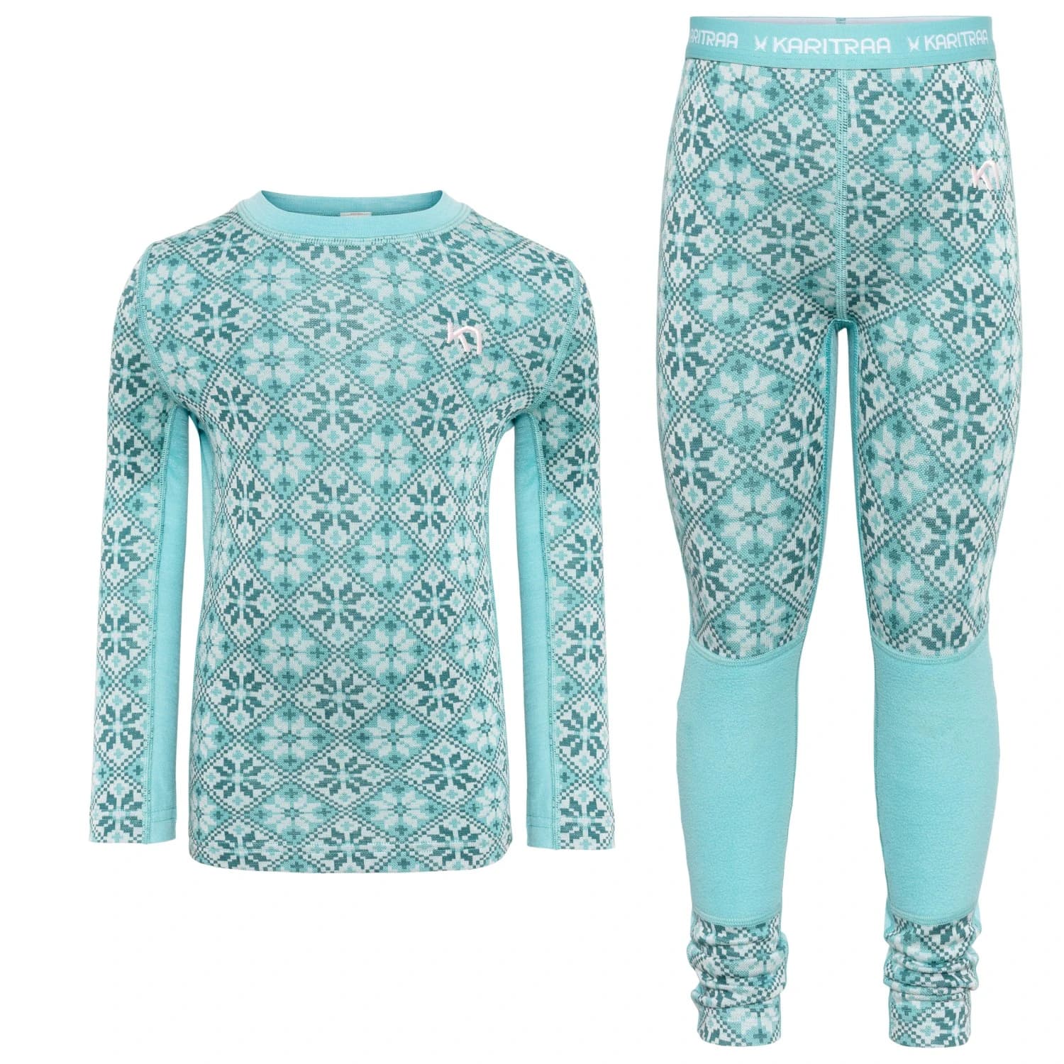 Детско мериносово термобельо Kari Traa Kid's Hennie Set 2.0 Ski underwear - Blue Lagoon