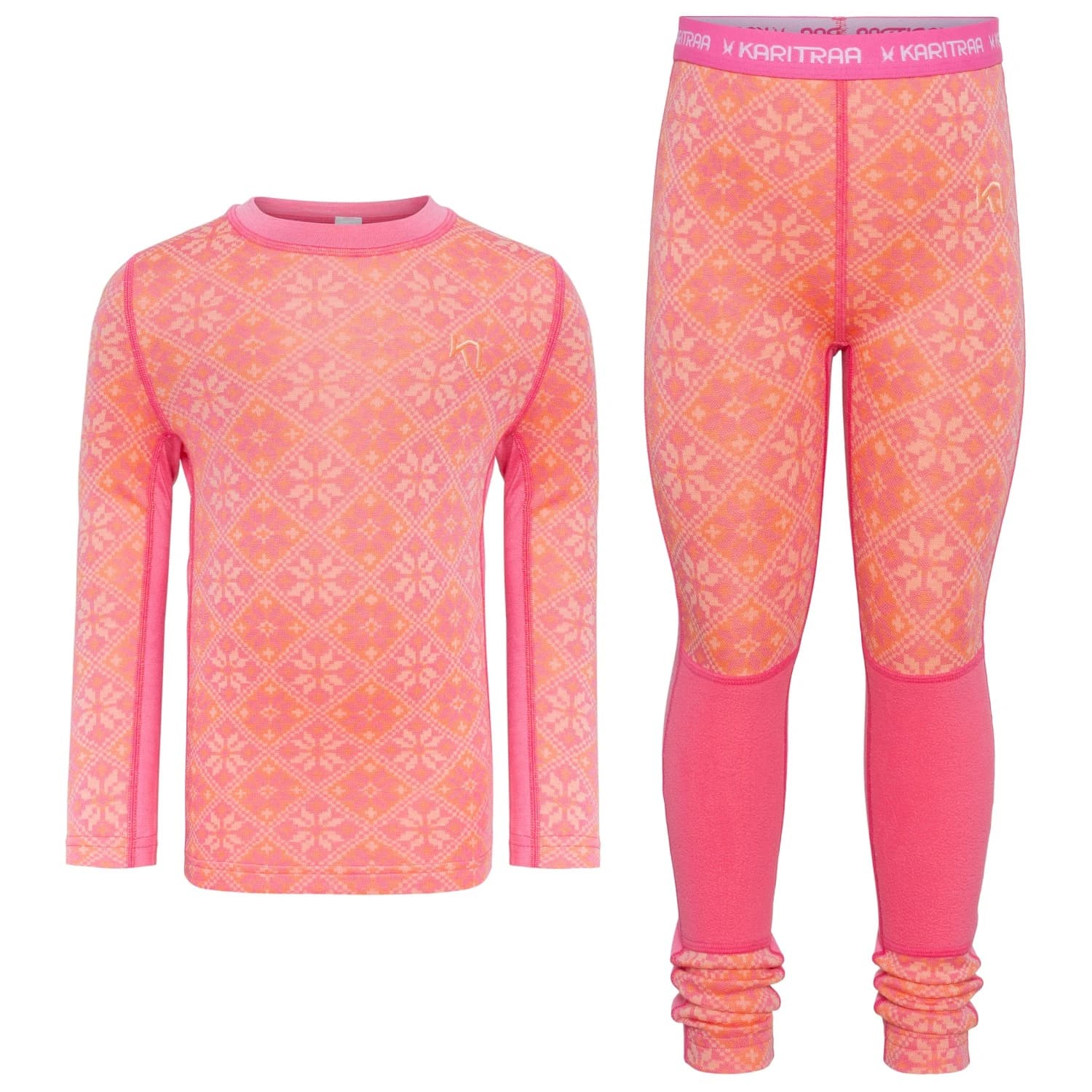 Детско мериносово термобельо Kari Traa Kid's Hennie Set 2.0 Ski underwear - Bubblegum