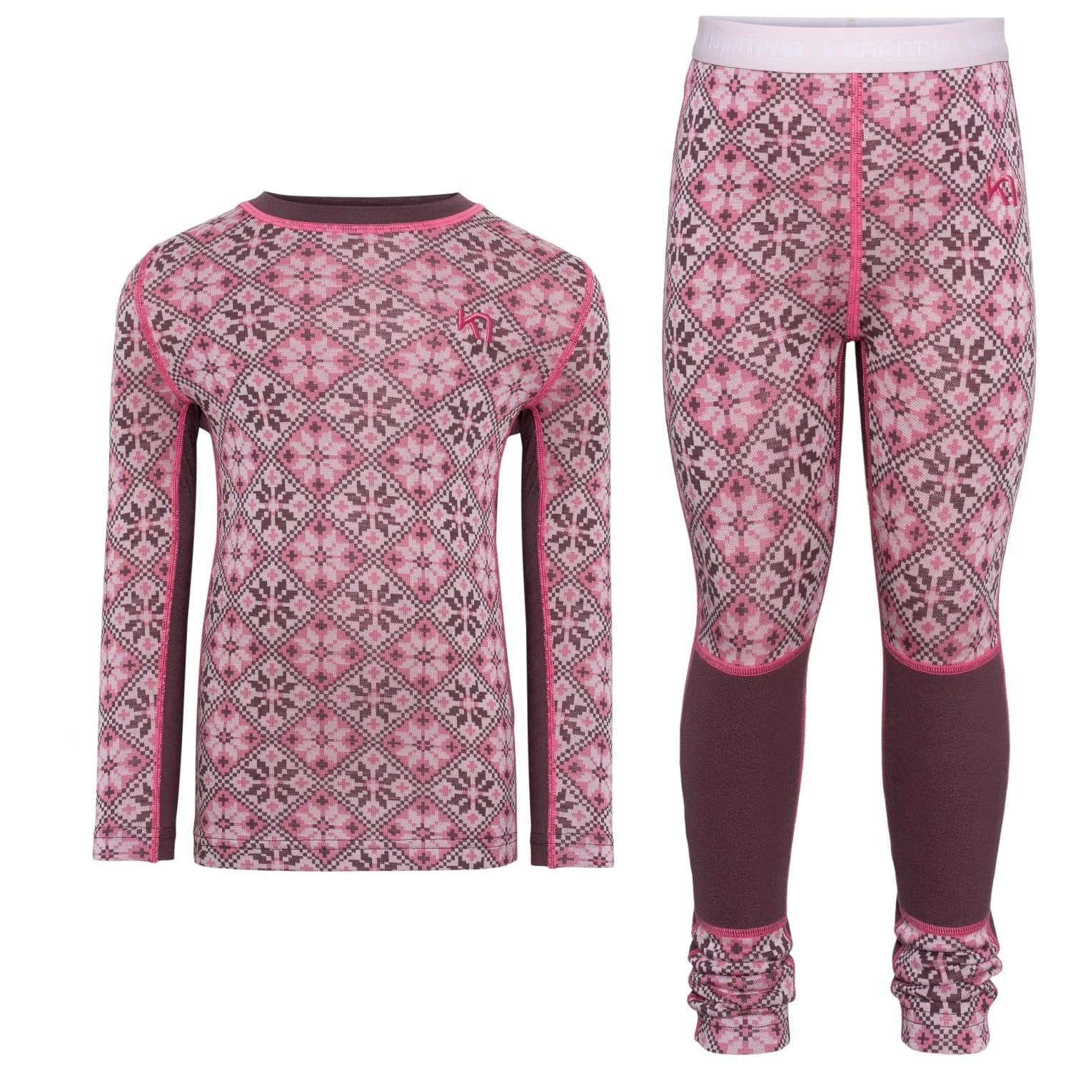 Детско мериносово термобельо Kari Traa Kid's Hennie Set 2.0 Ski underwear - Cocoa Powder