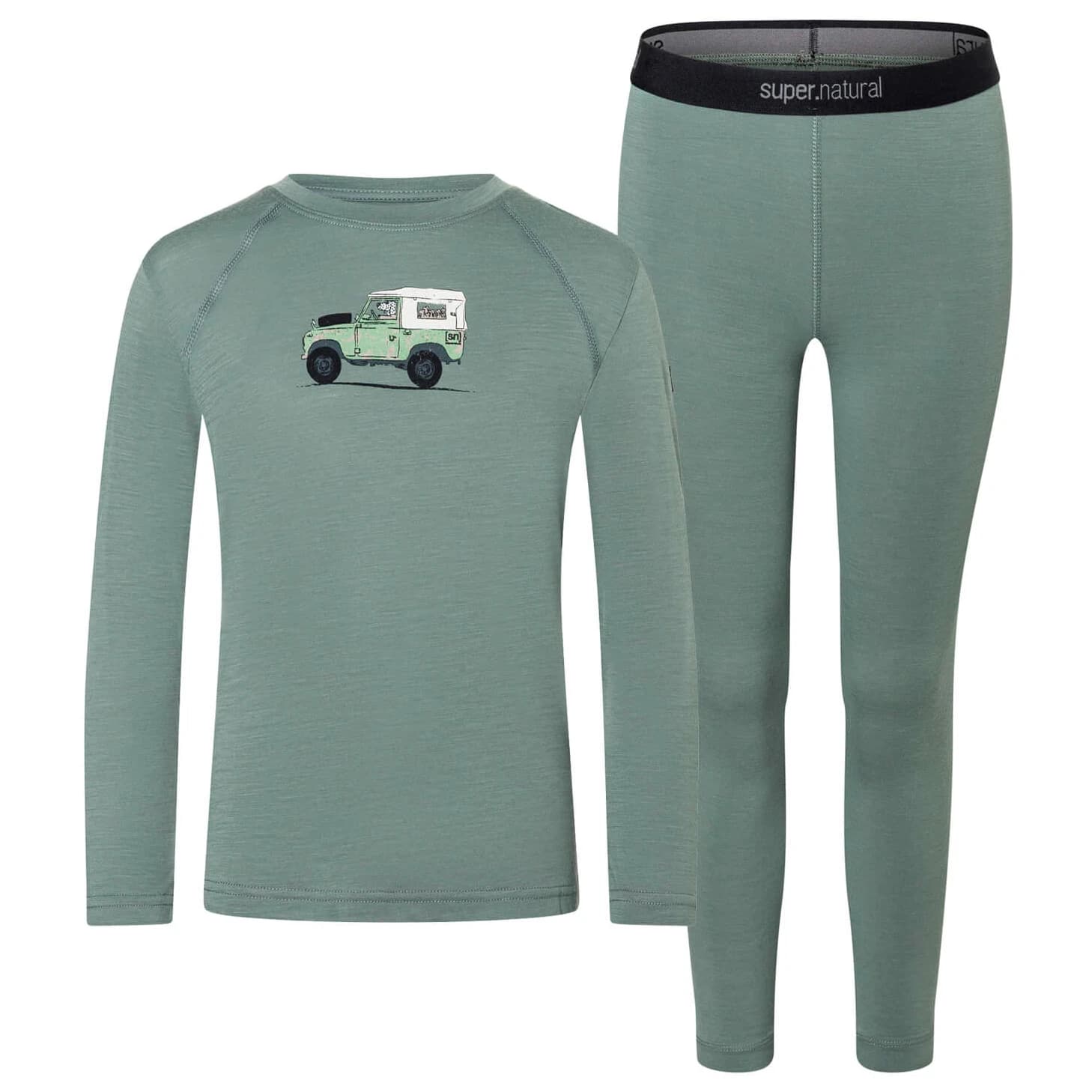 Детско мериносово термобельо super.natural Kid's Tundra175 Dog Excursion Set Merino base layer - Eucalyptus / Various