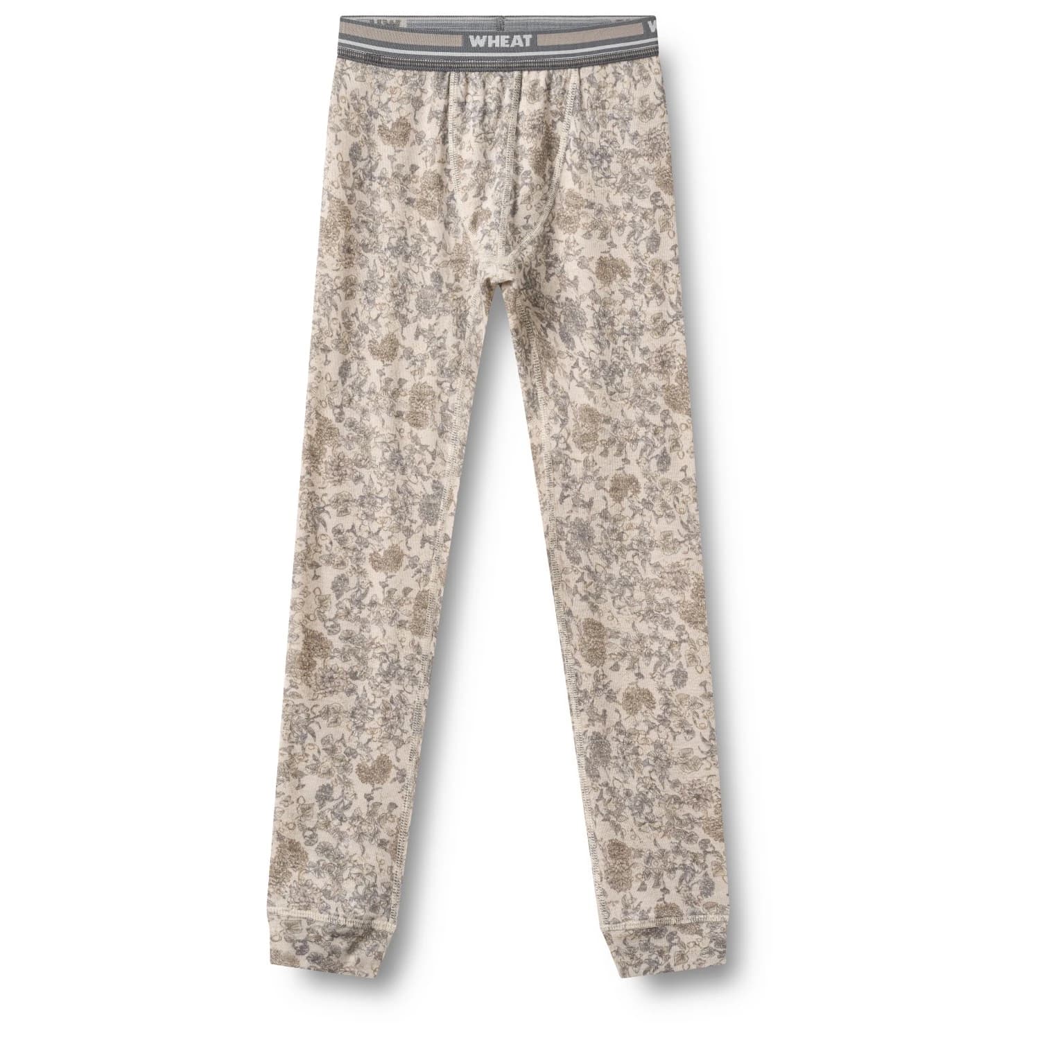 Детско мериносово термобельо WHEAT Kid's Baselayer Pants Warmleg Merino base layer - Grey Winter Flowers
