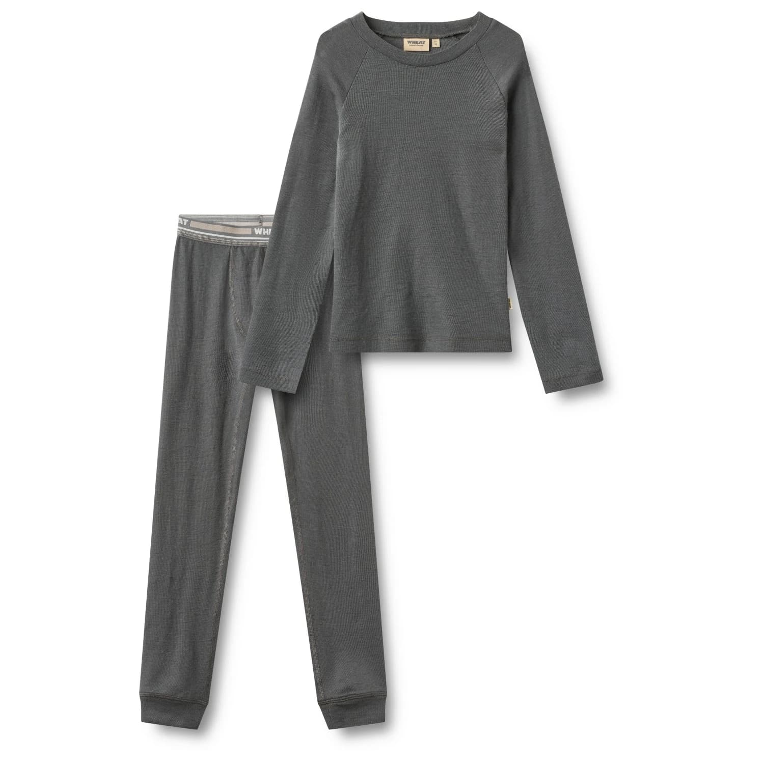Детско мериносово термобельо WHEAT Kid's Baselayer Set Merino base layer - Dark Charcoal