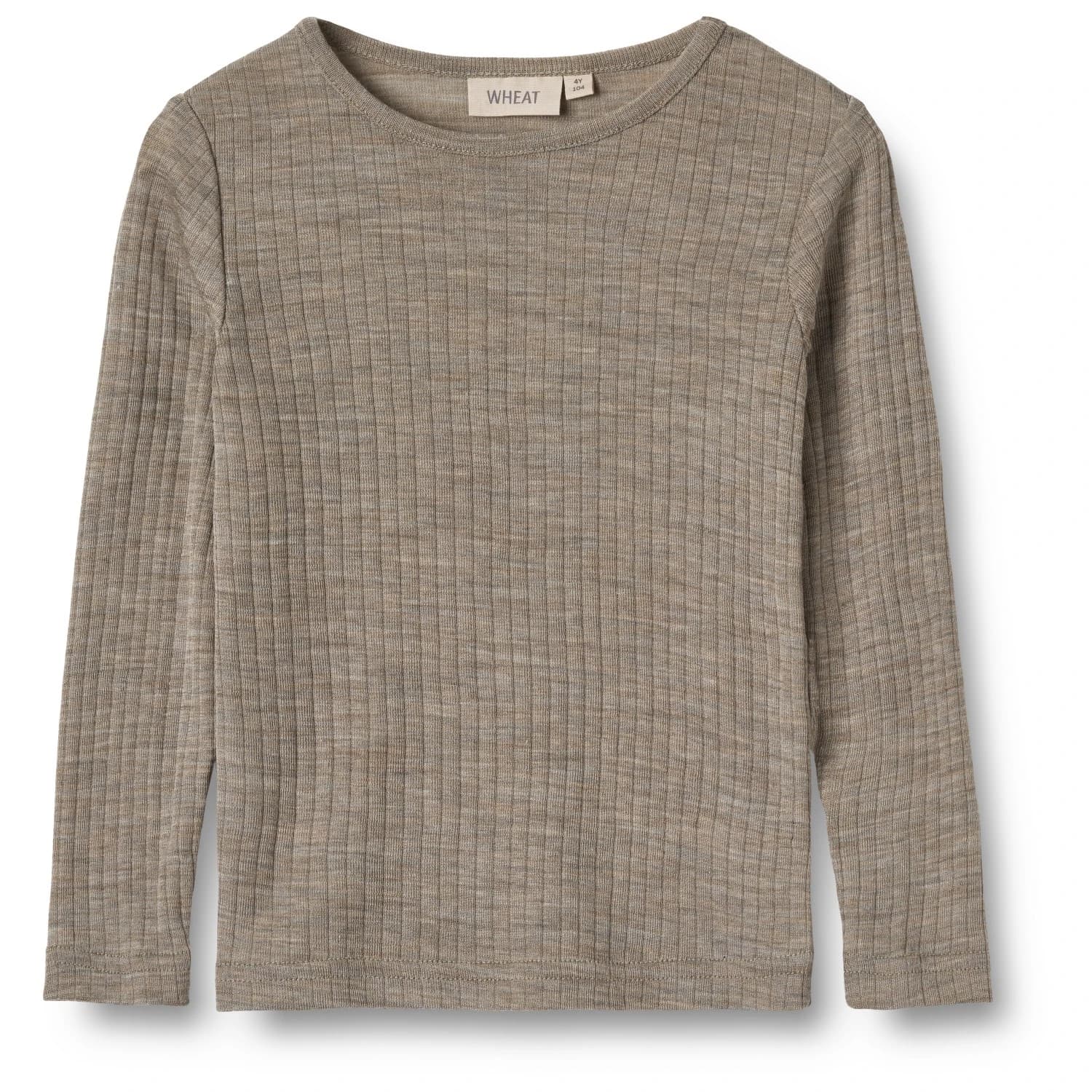 Детско копринено термобельо WHEAT Kid's Wool Silk T-Shirt L/S Alfie Merino longsleeve - Khaki Melange