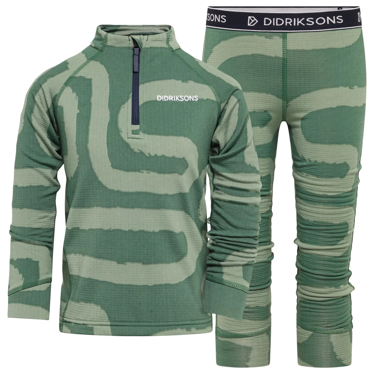 Детско ски бельо Didriksons Kid's Jadis Printed Set Ski underwear - Path Dark Moss