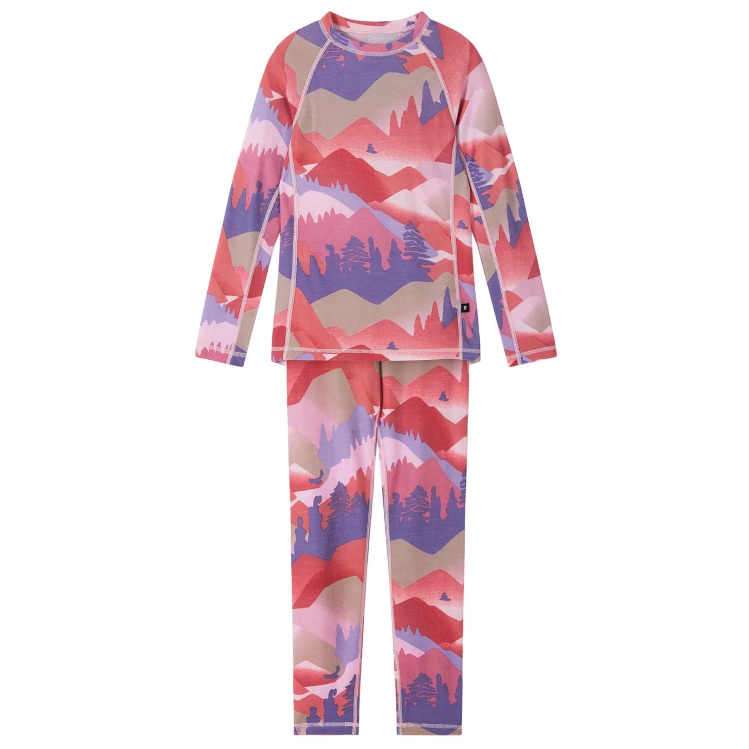 Детско мериносово термобельо Reima Kid's Wool Base Layer Set Taitoa Print Merino base layer - Grey Pink