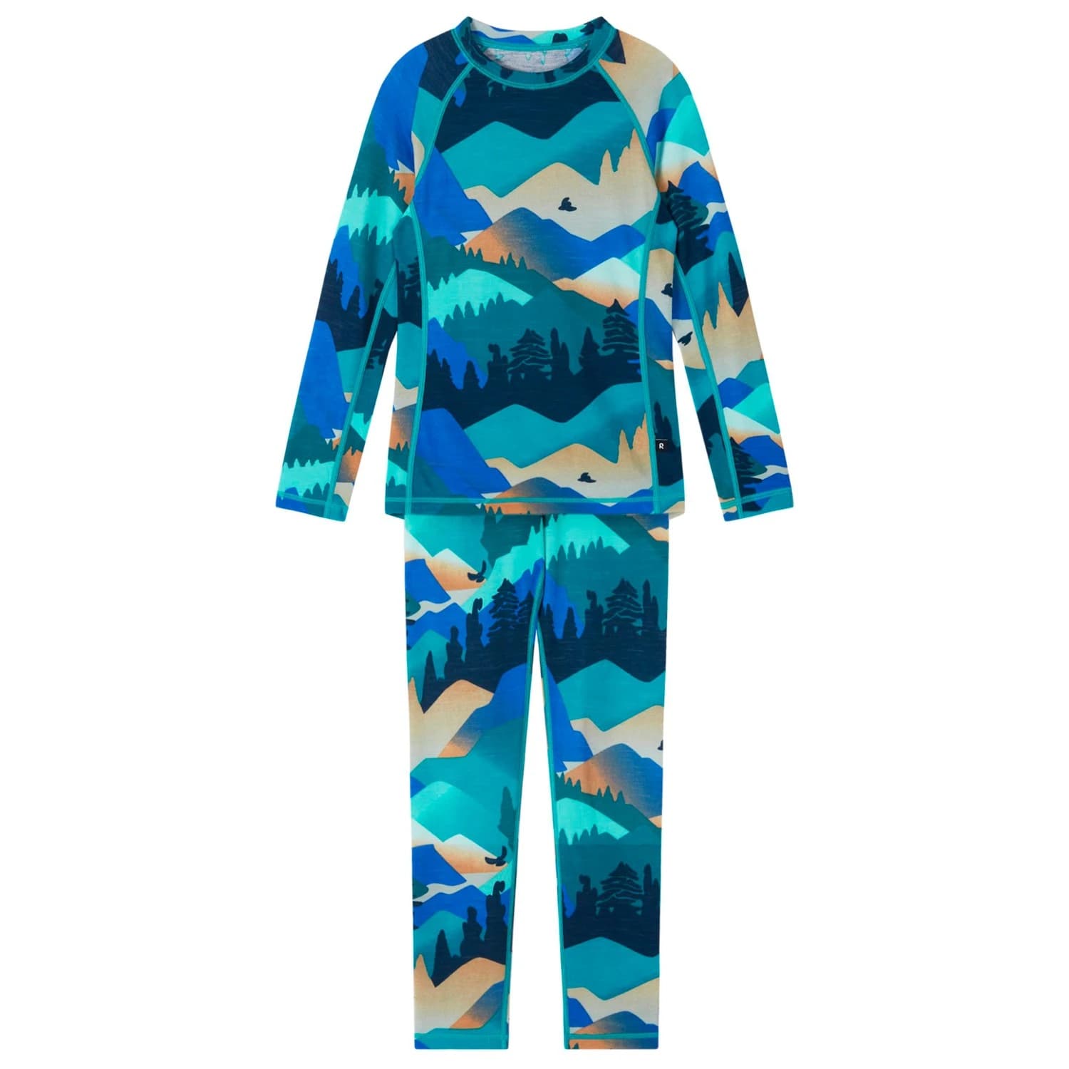Детско мериносово термобельо Reima Kid's Wool Base Layer Set Taitoa Print Merino base layer - Navy