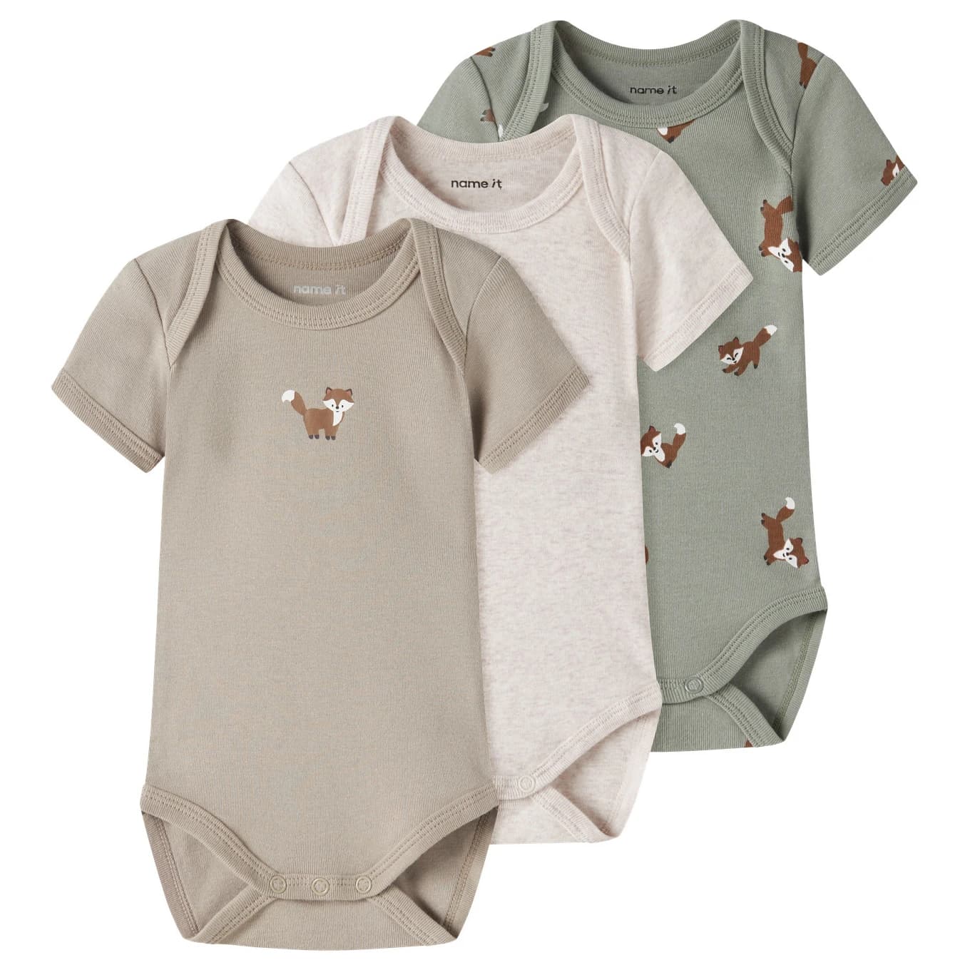 Детско синтетично термобельо Name it Kid's Body S/S Fox 3-Pack Everyday base layer - Shadow / Aluminum / Peyote Melange