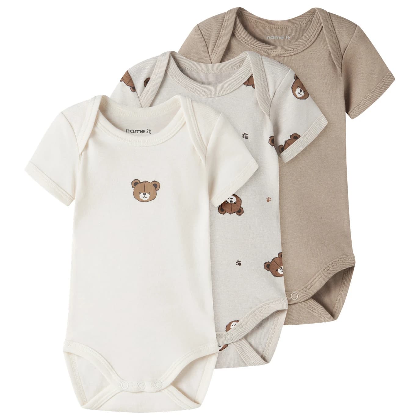 Детско синтетично термобельо Name it Kid's Body S/S Pumice Bear 3-Pack Everyday base layer - Pumice Stone / Jet Stream / Weathered Teak