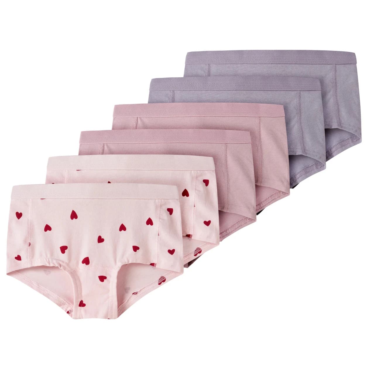 Детско бельо Name it Kid's Hipster 6-Pack Briefs - Ballerina Heart AOP / Keepsake Lilac / Lavender