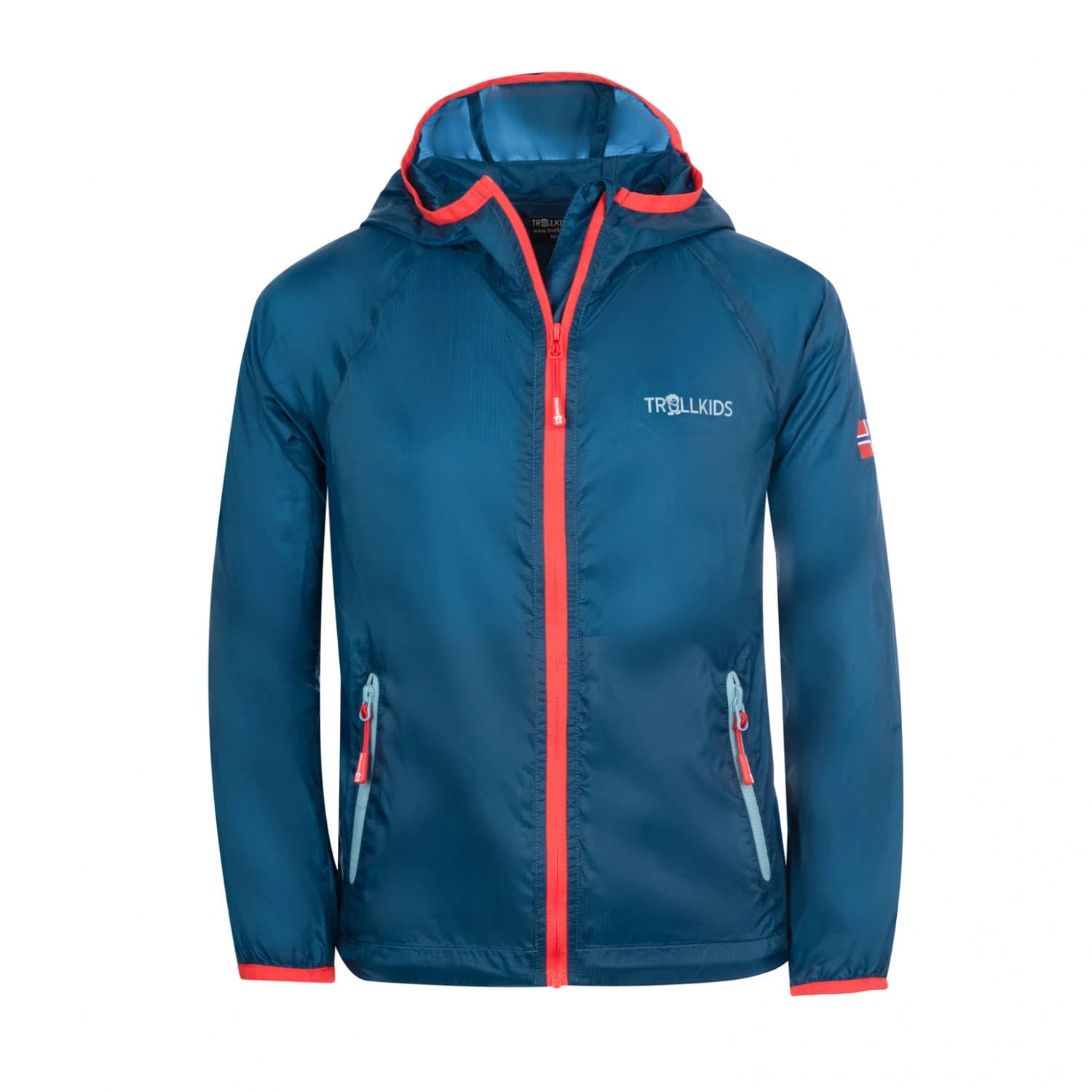 Детско ветрозащитно яке Trollkids Kids Fjell Running Jacket Windproof jacket - Petrol / Spicy Red
