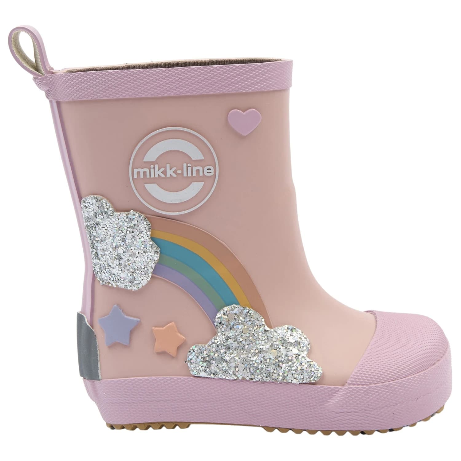 Детски гумени ботуши Mikk-Line Kid's Wellies Rainbow Patch Barefoot Wellington boots - Adobe Rose