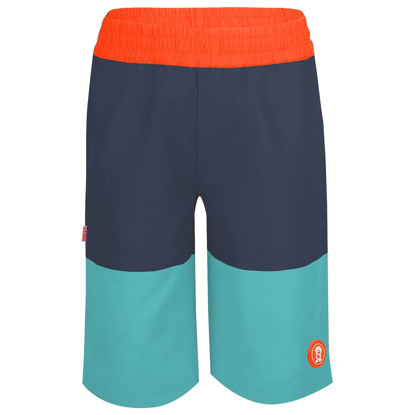 Детски бански слипове Trollkids Kid's Kroksand Shorts Boardshorts - Dark Navy / Glow Orange / Dusky Turquoise