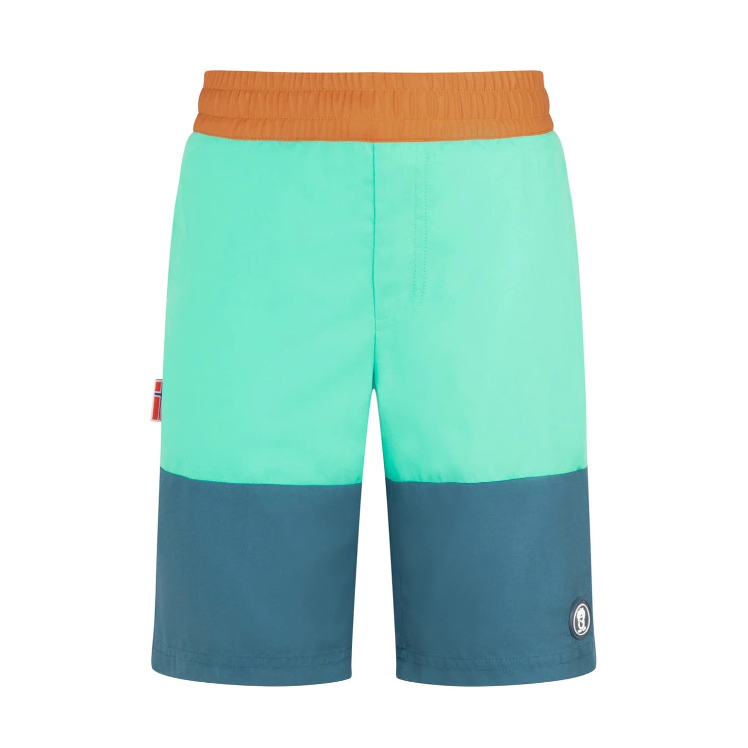 Детски бански слипове Trollkids Kid's Kroksand Shorts Boardshorts - Aquamarine Green / Midnight Forest / Caramel