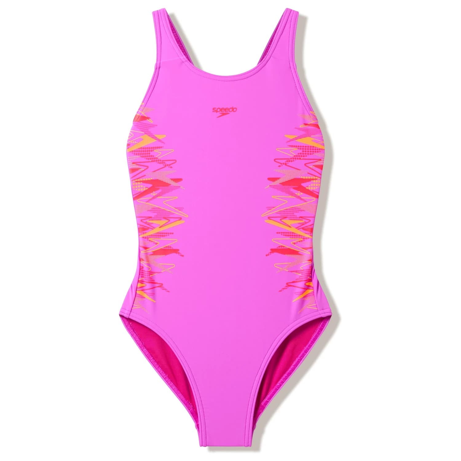 Детски бански костюм Speedo Kid's Placmement Muscleback Swimsuit - Neon Jelly / Post It Pink