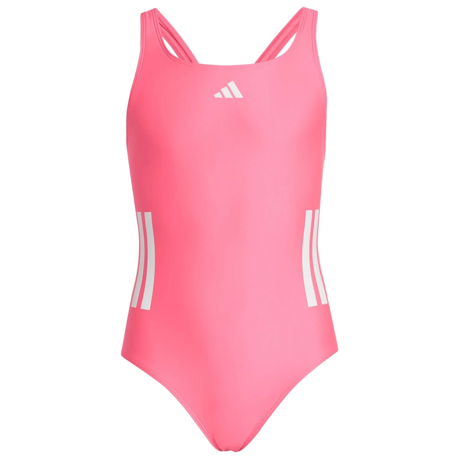 Детски бански костюм adidas Kid's 3 Stripes Bold Swimsuit - Lucid Pink / White