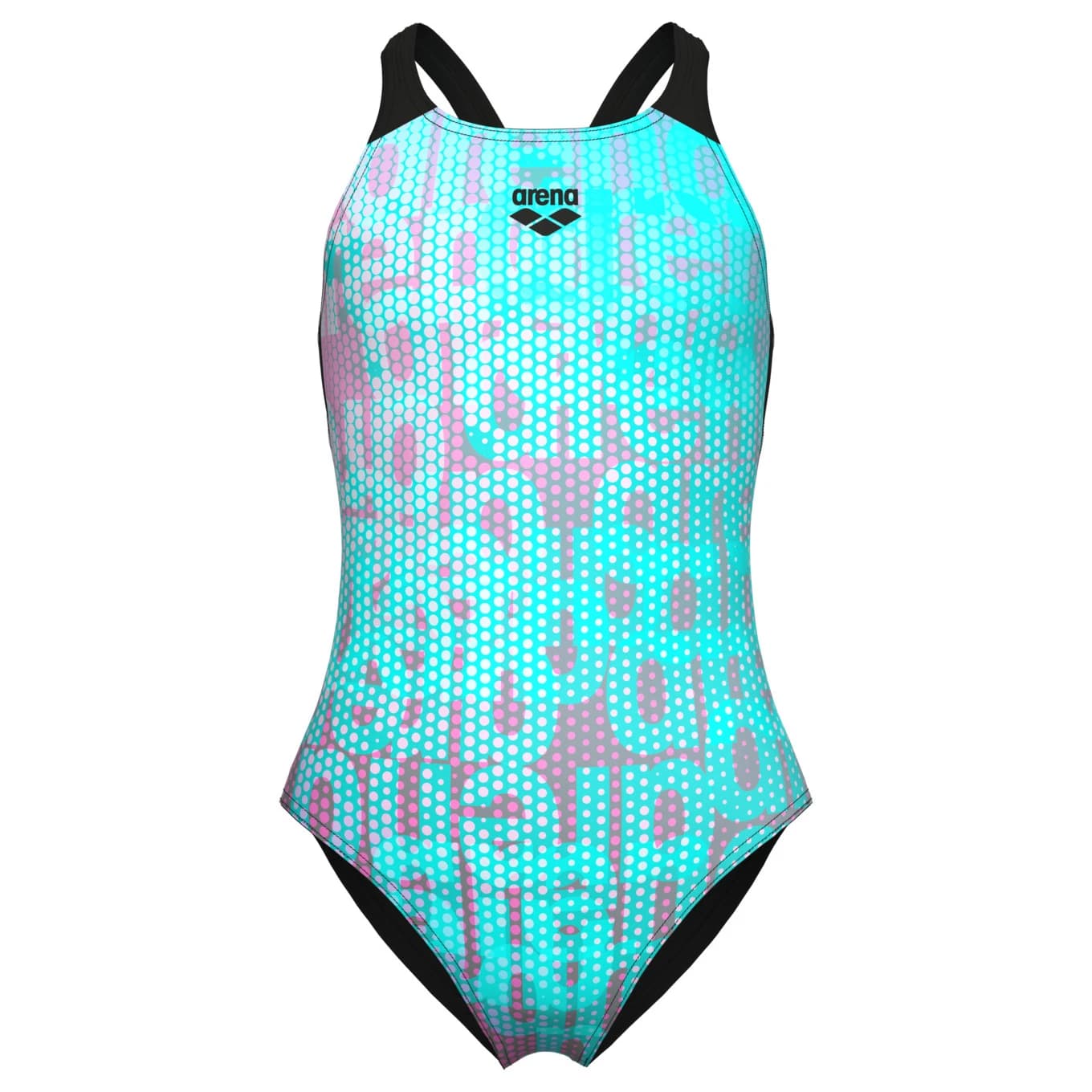 Бански костюм Arena Girl's Multi Colours Swimsuit V Back Swimsuit - Water Multi / Black