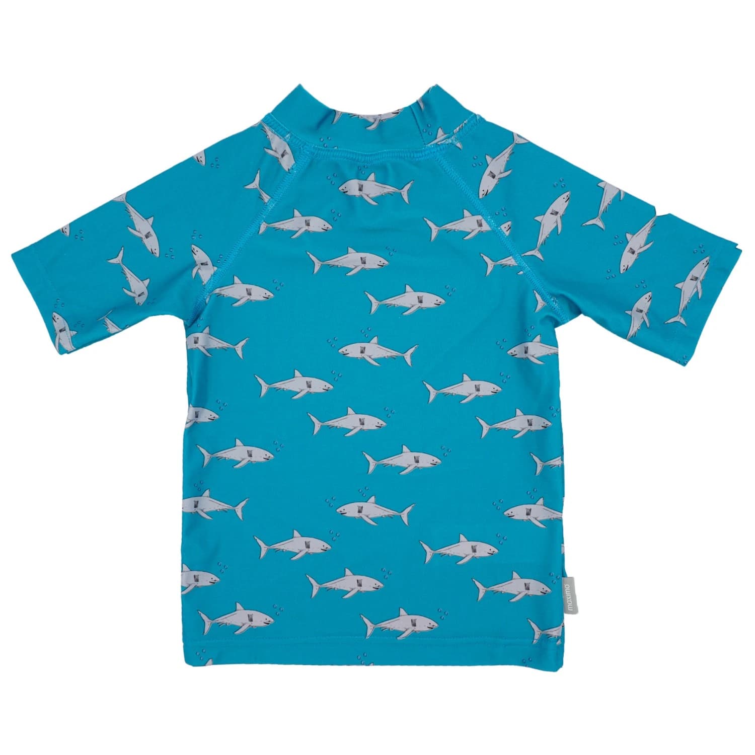 Детска плажна тениска от ликра Maximo Kid's Mini Badeshirt S/S Print UV 50 Lycra - Lake Blue / Shark