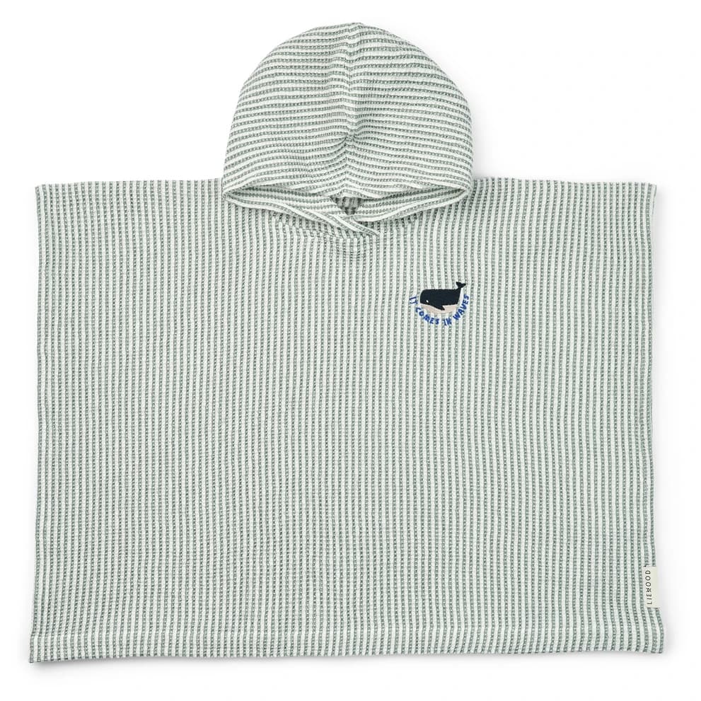 Детско пончо за сърф Liewood Kid's Paco Poncho Embroidery Surf poncho - Y/D Stripe Peppermint / Creme de la Creme