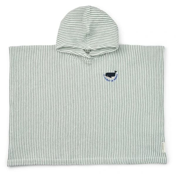 Детско пончо за сърф LIEWOOD Kid's Paco Poncho Embroidery Surf poncho - Y/D Stripe Peppermint / Creme de la Creme