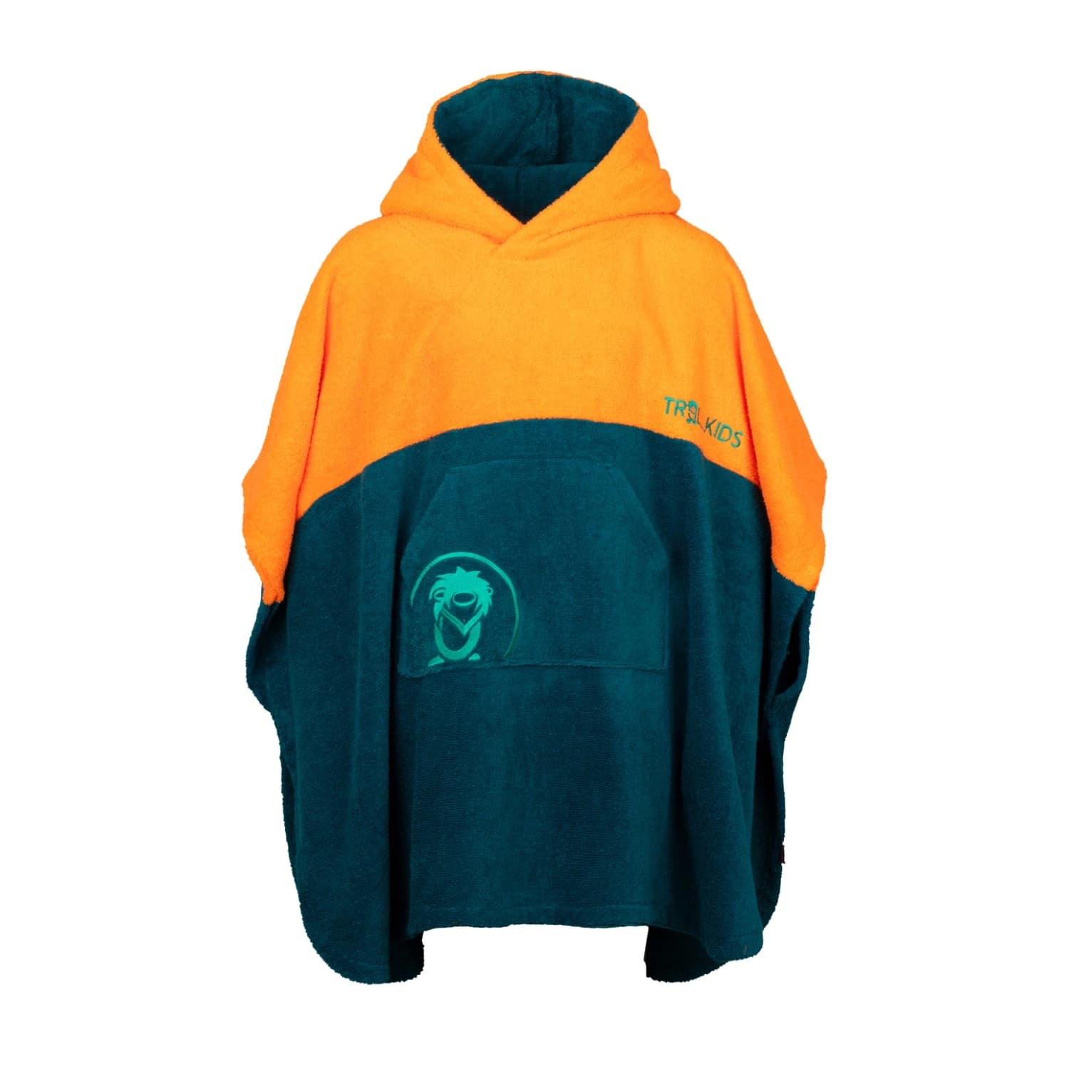 Детско пончо за сърф Trollkids Kid's Kvalvika Surf Poncho - Sahara Sunset / Lagoon Green