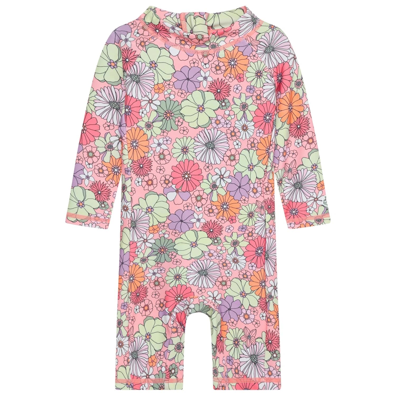 Детски цял бански от ликра (UV защита) Color Kids Baby's Suit L/S AOP Lycra - Coral Blush