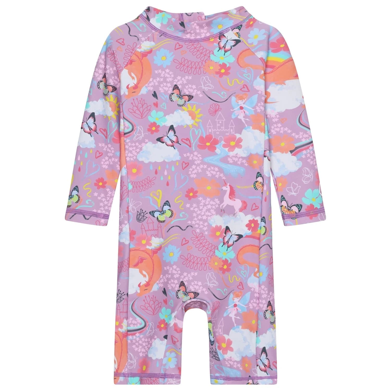 Детски цял бански от ликра (UV защита) Color Kids Baby's Suit L/S AOP Lycra - Lavender Mist
