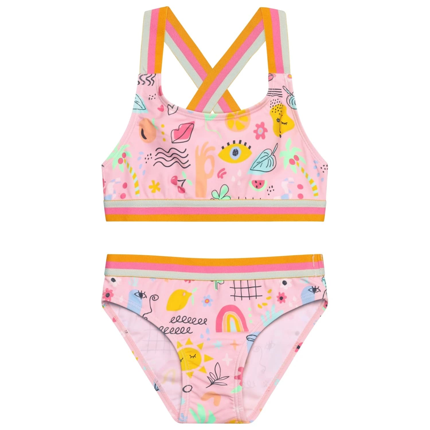 Детски комплект бикини Color Kids Kid's Bikini with Contrast Straps AOP Bikini - Fairy Rose