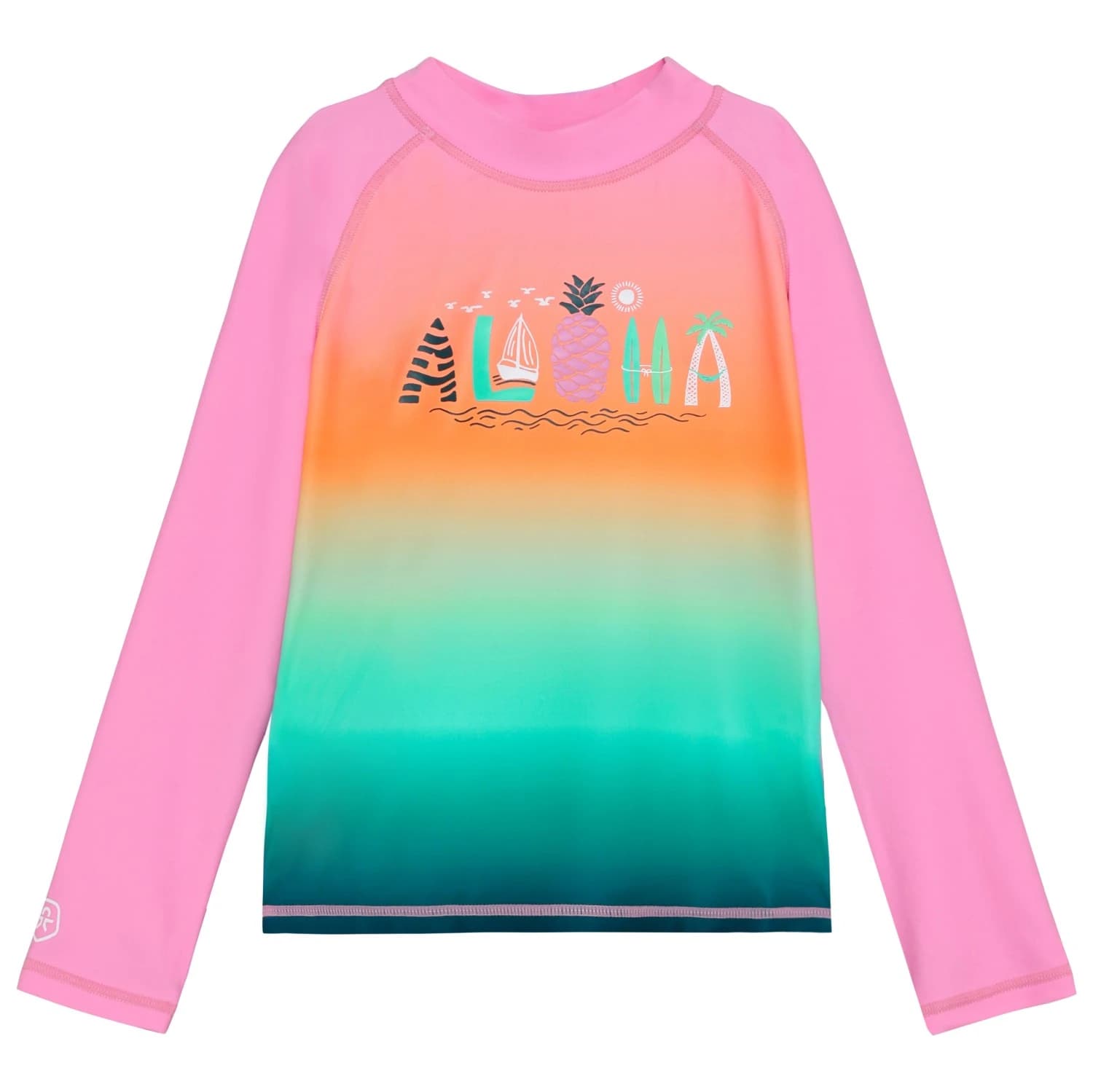 Детска плажна тениска от ликра Color kids Kid's T-Shirt L/S with Chest Print Lycra - Begonia Pink