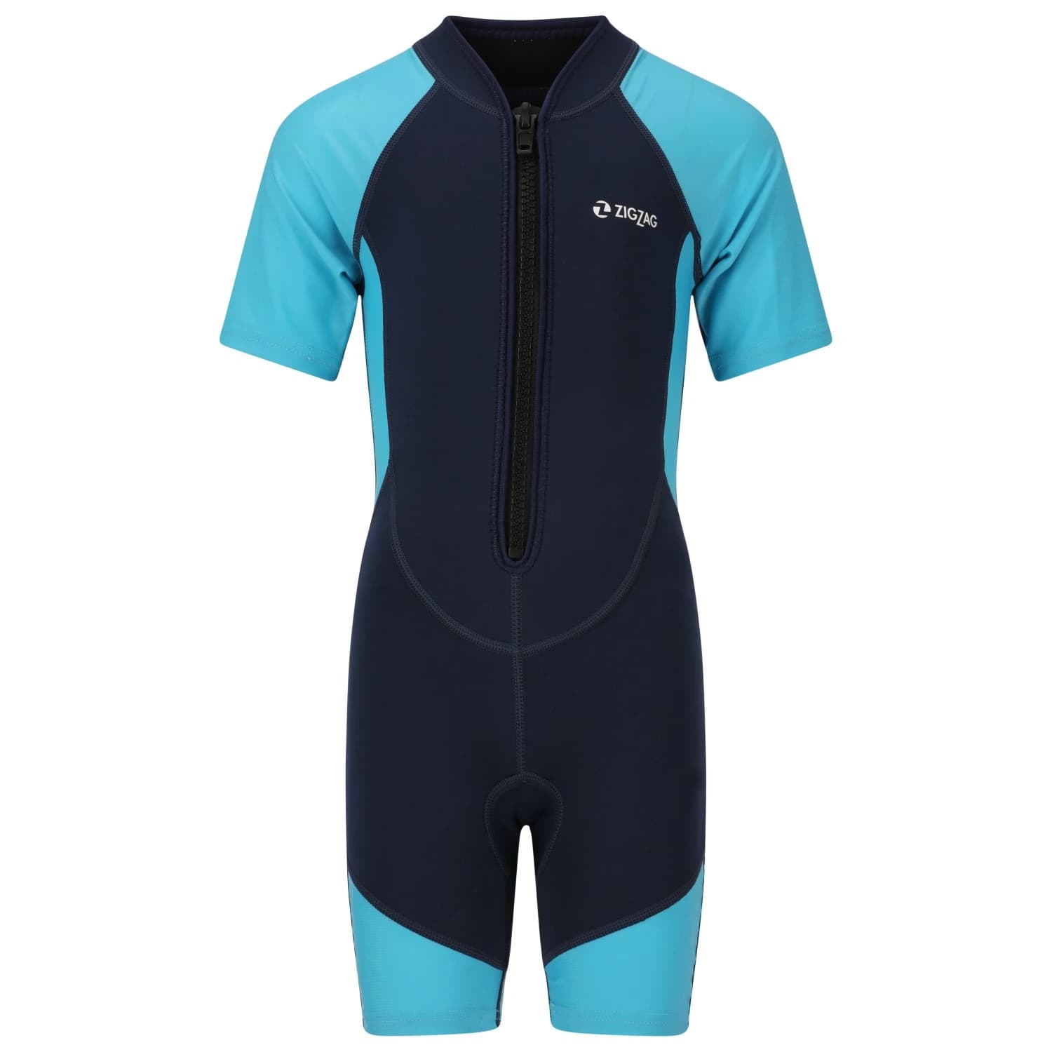 Детски цял бански от ликра (UV защита) ZIG ZAG Kid's Swim Suit Lycra - Cyan Blue