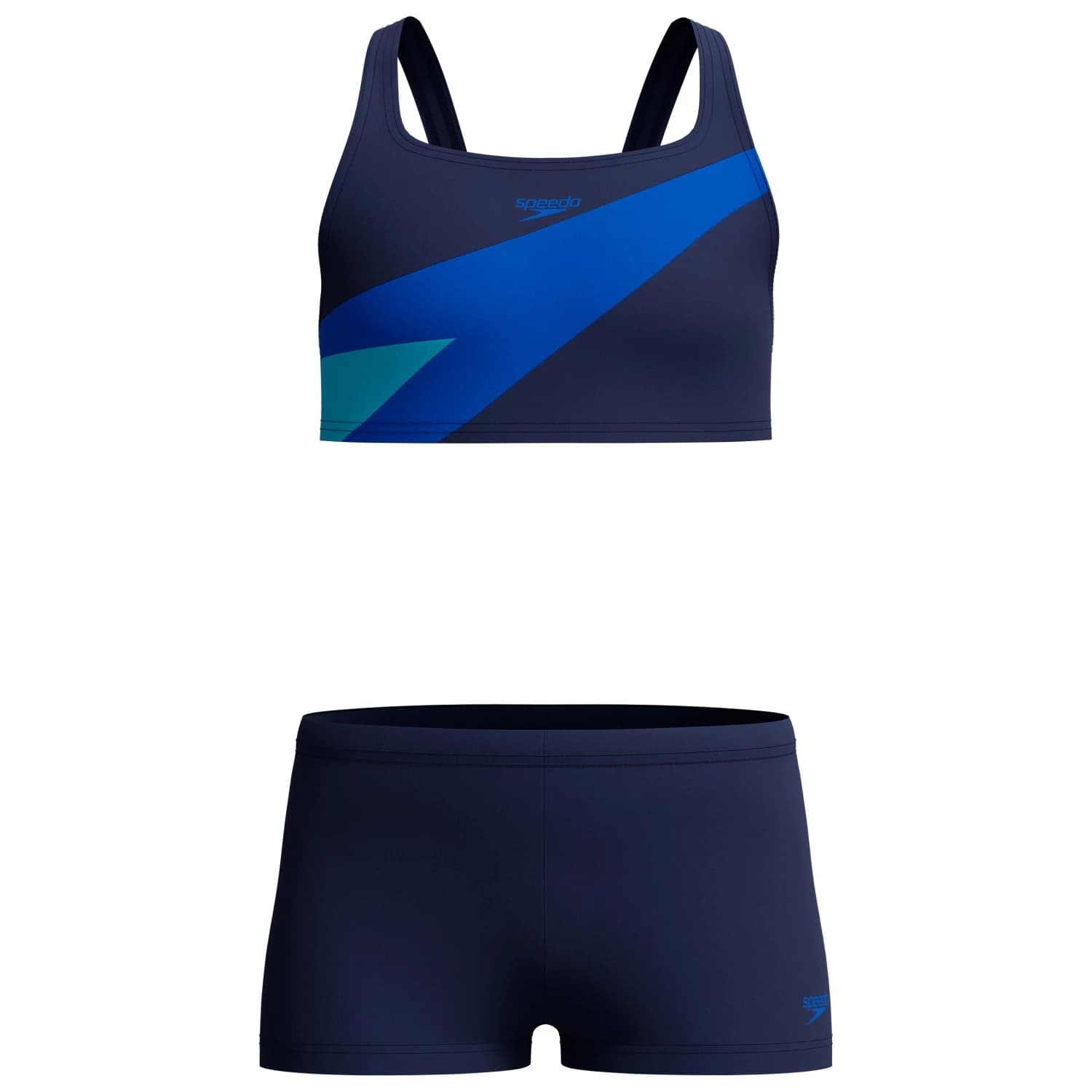 Детски комплект бикини Speedo Kid's Hyperboom Butterfly Back Two Piece Bikini - Peacoat/Deep Sapphire