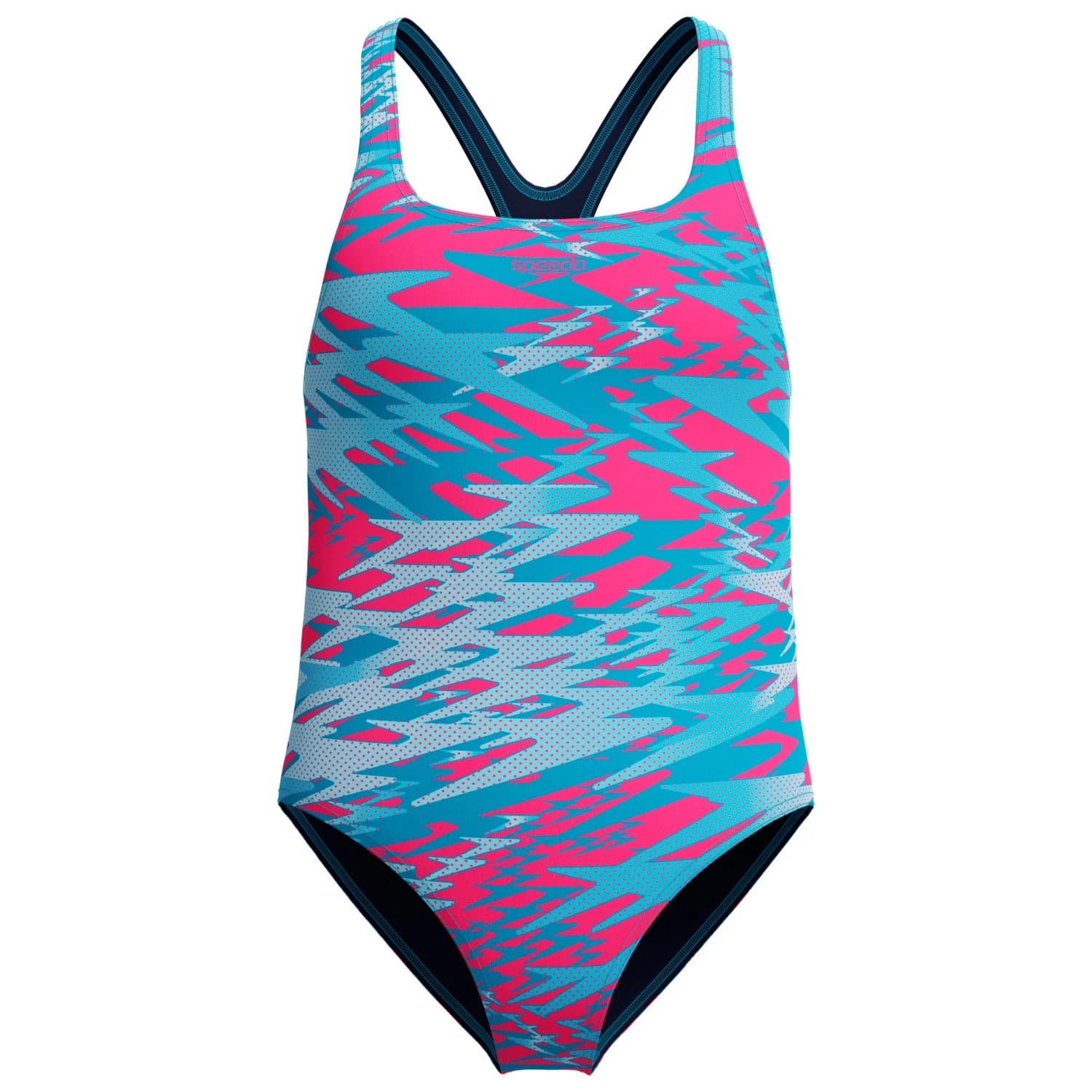 Детски бански костюм Speedo Kid's Hyperboom Print Medalist One Piece Swimsuit - Margarita Pink