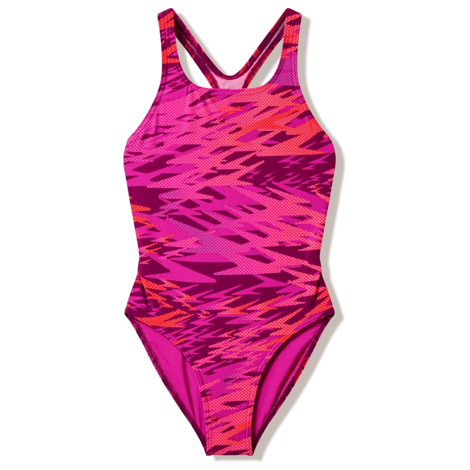 Детски бански костюм Speedo Kid's Hyperboom Print Medalist One Piece Swimsuit - Neon Jelly / Post It Pink