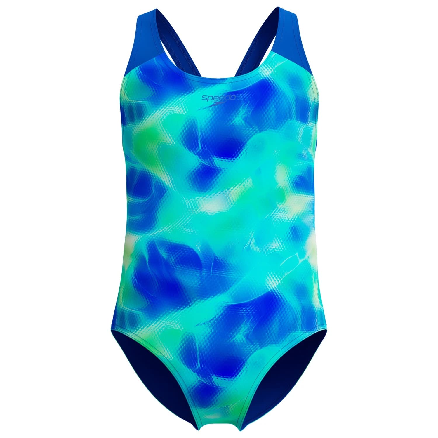 Детски бански костюм Speedo Kid's Print Splashback One Piece Swimsuit - Mayan Blue/Deep Sapphire