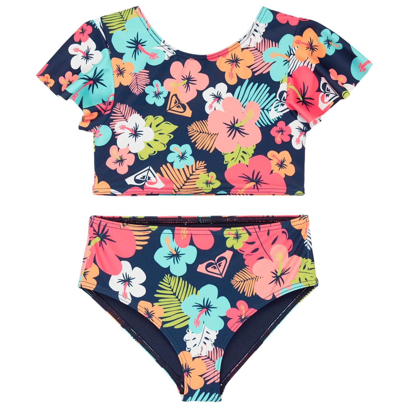 Детски комплект бикини Roxy Kid's Morning Flower Crop Top Set Bikini - Mood Indigo Morning Flowers Tw