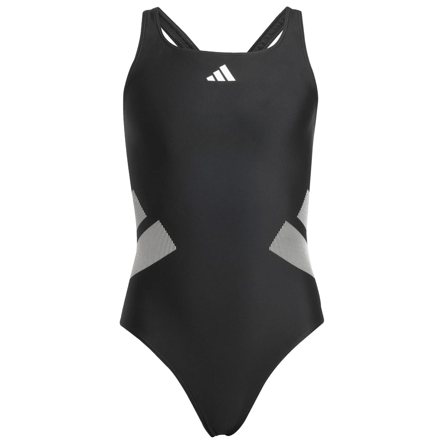 Детски бански костюм adidas Kid's 3 Bar Logo C-Back Suit Swimsuit - Black / White