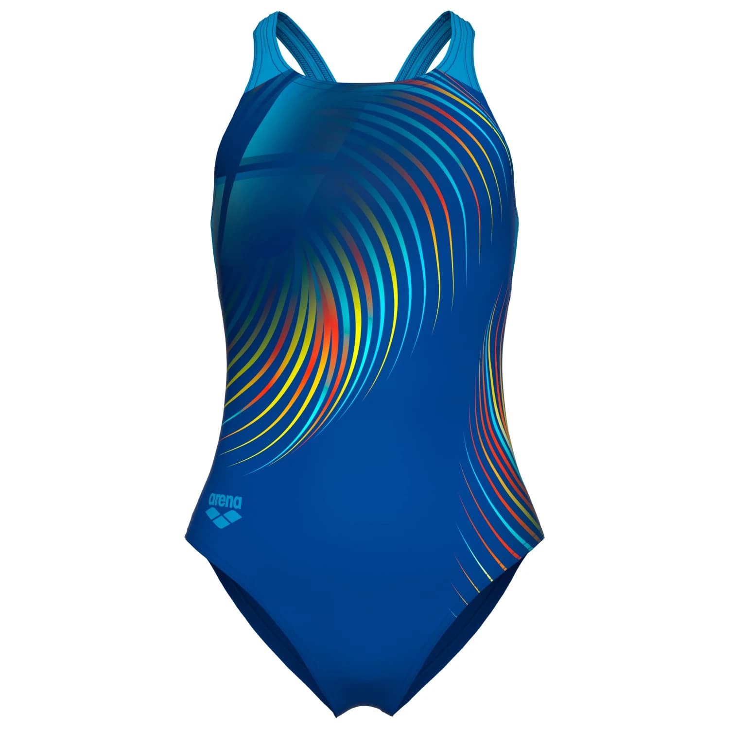 Бански костюм Arena Girl's Pinwheel Swimsuit V Back Swimsuit - Royal Multi / Royal / Turquoise