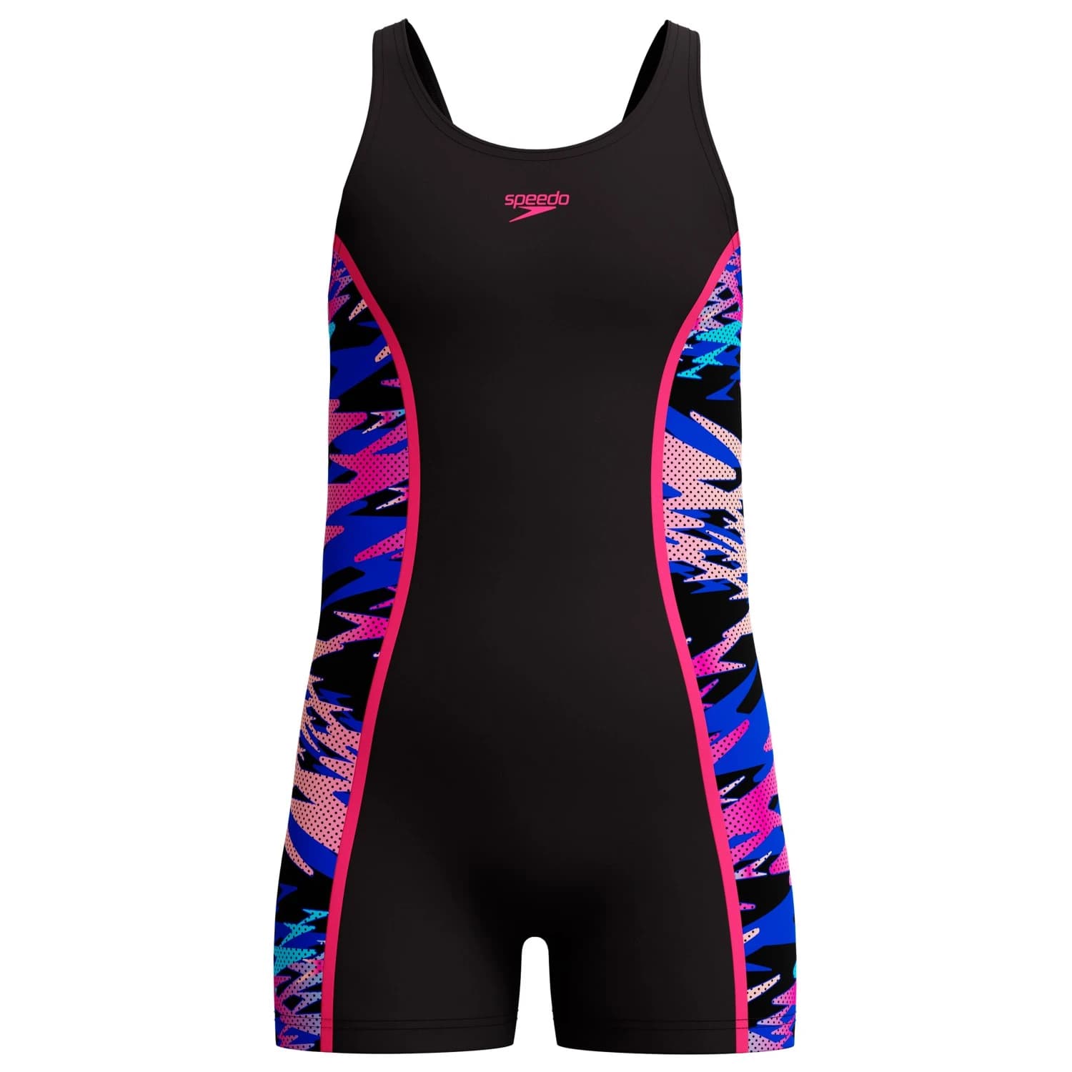 Детски бански костюм Speedo Kid's Hyperboom Splice Muscleback Legsuit Swimsuit - Anthracite / Margarita Pink