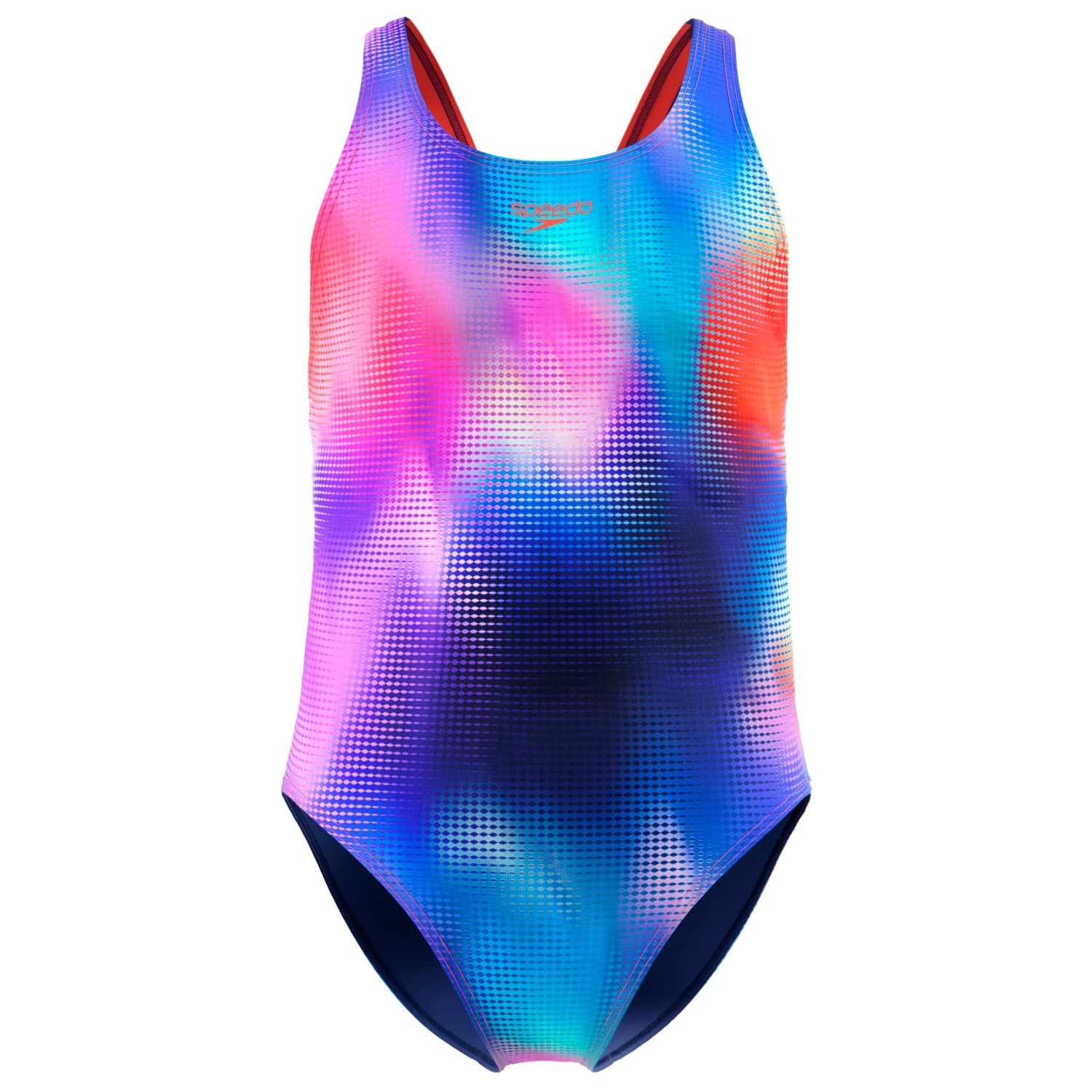 Детски бански костюм Speedo Kid's Print Leaderback Swimsuit - Post It Pink