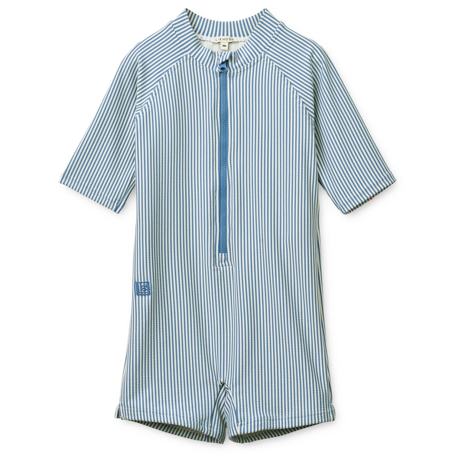 Детски бански костюм LIEWOOD Kid's Max Seersucker Shortsleeve Swim Jumpsuit Swimsuit - Riverside / Creme De La Creme
