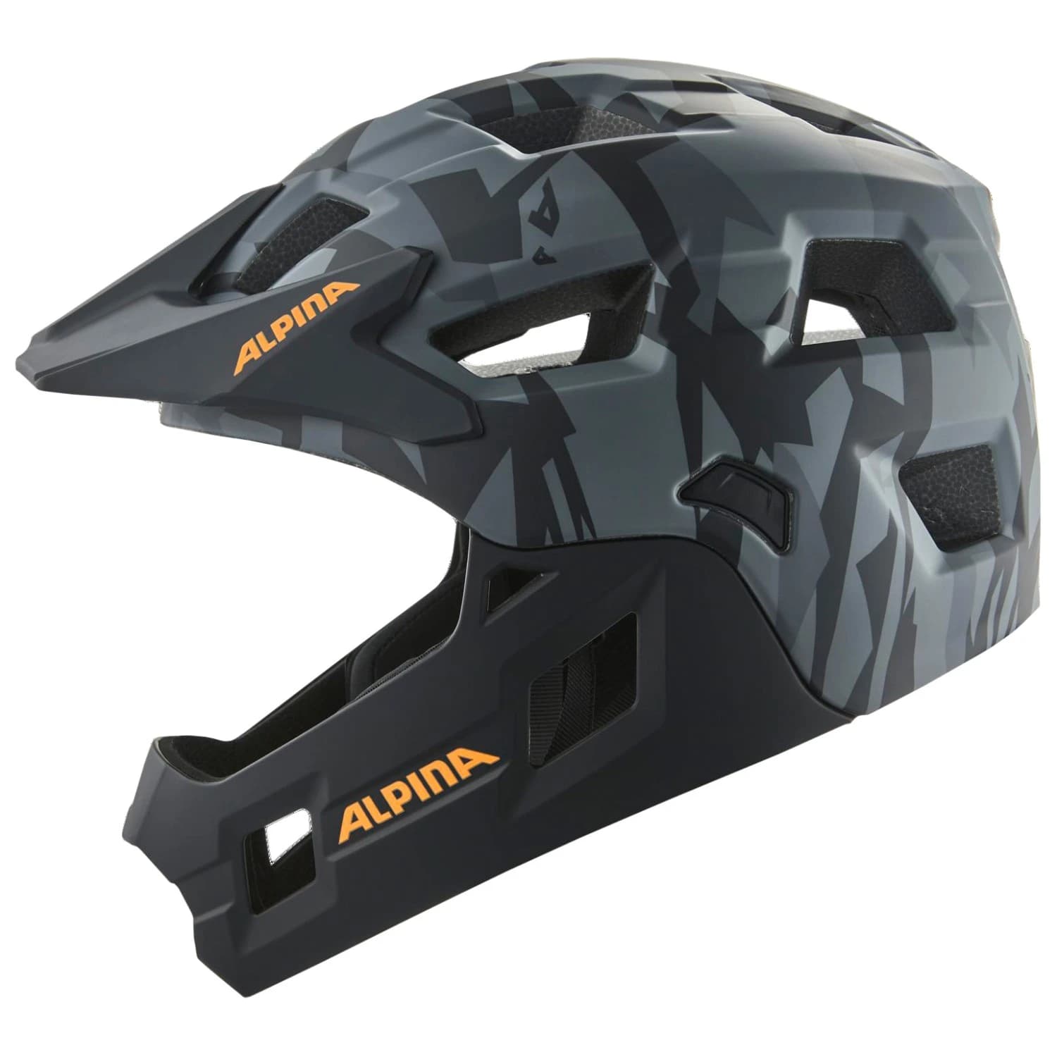 Детска full Face каска Alpina Kid's Rupi Bike helmet - Black Camo / Orange Matt