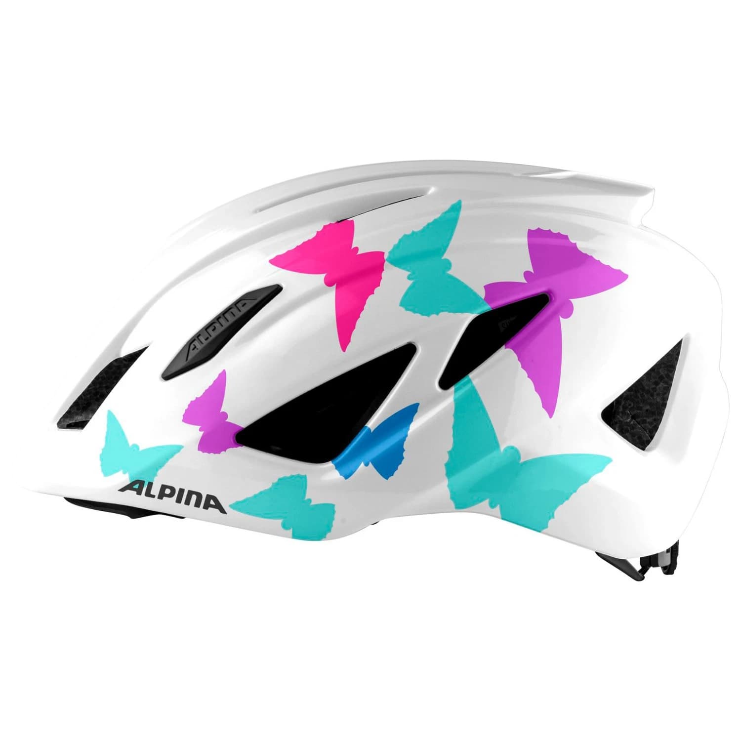 Детска каска за велосипед Alpina Kid's Pico Bike helmet - Pearl White Butterflies Gloss
